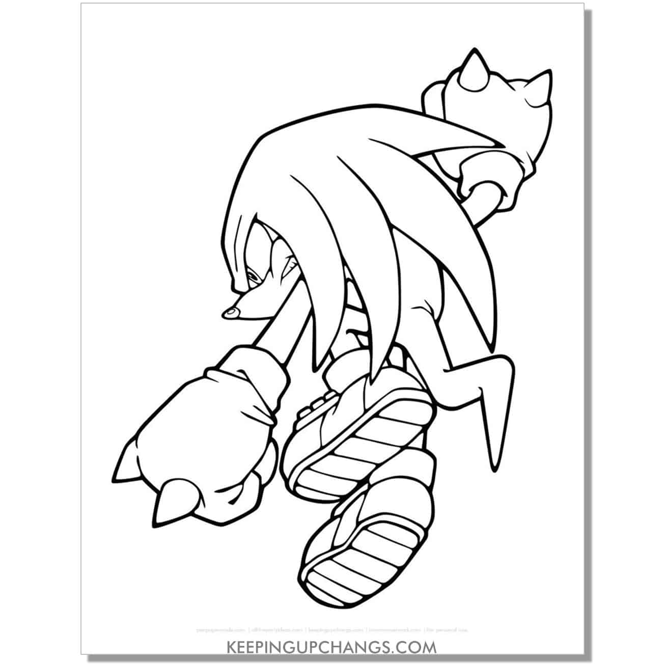 knuckles getting ready to attack sonic coloring page.