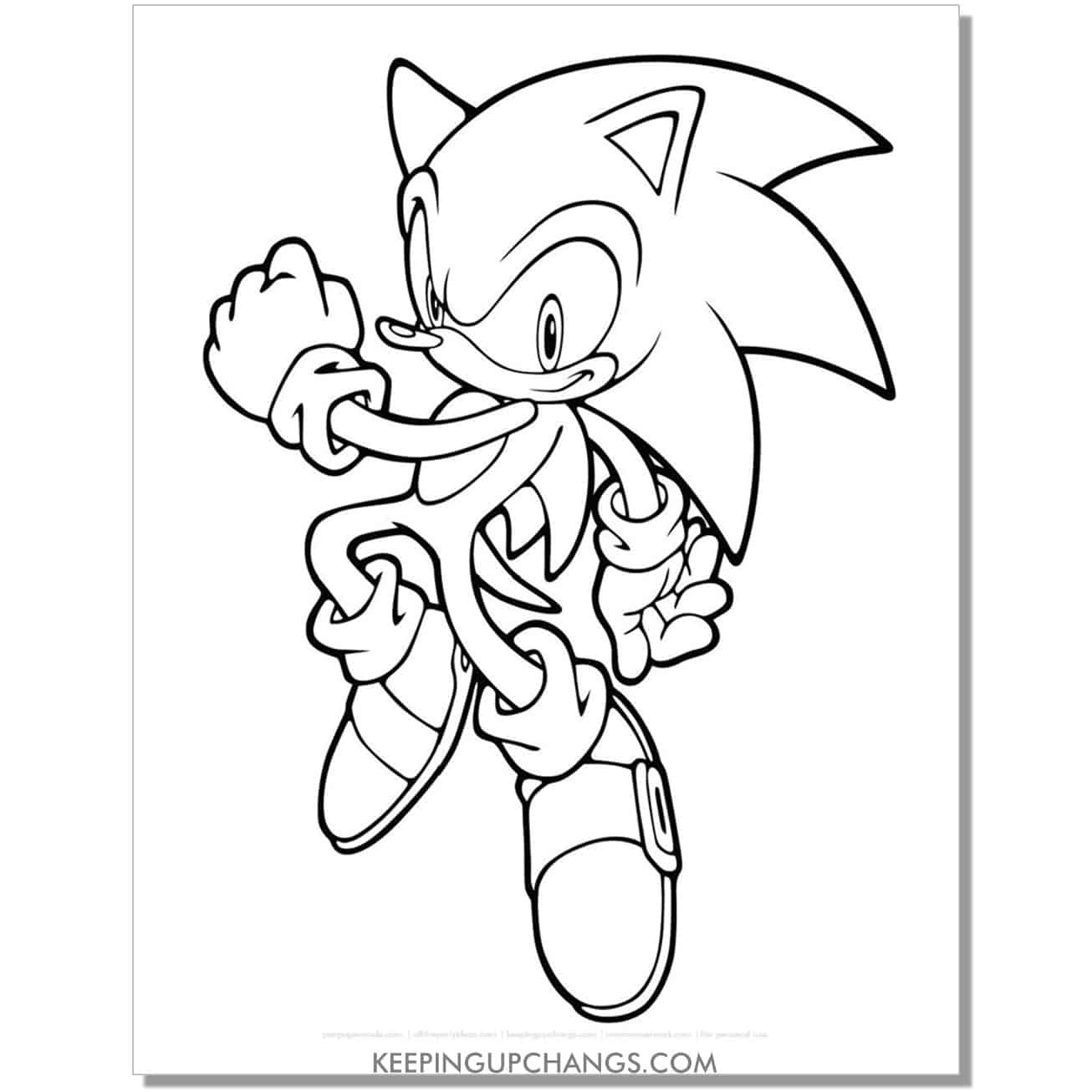 sonic one arm across body coloring page.