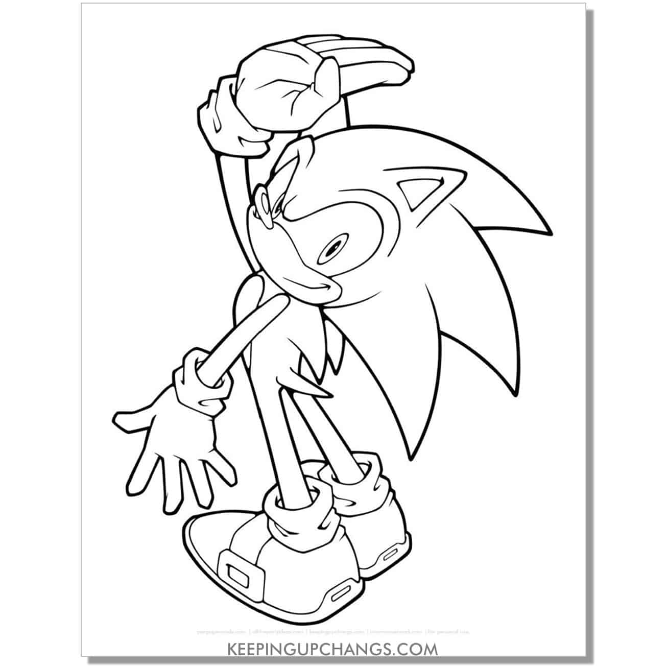 sonic lift hand up for high five coloring page.