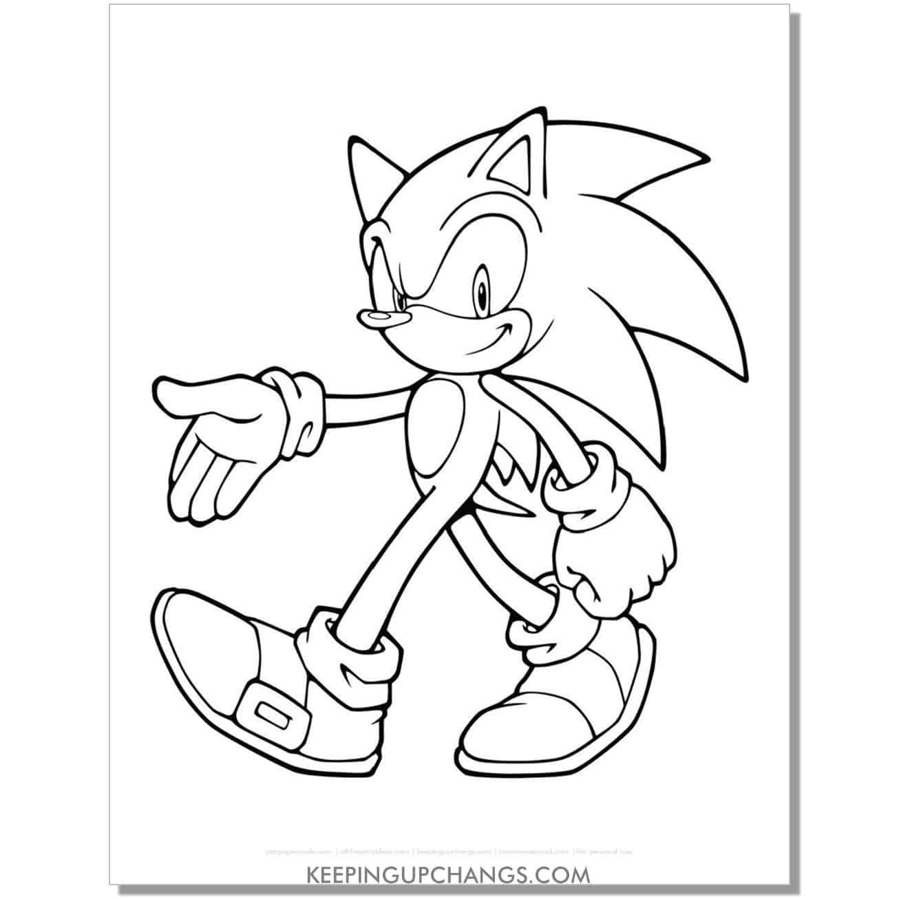 sonic walking coloring page.