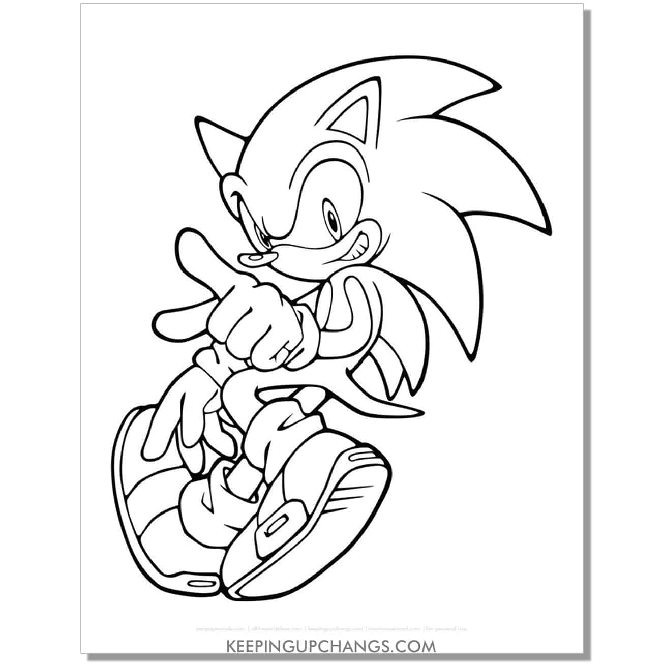 sonic walking but looking back coloring page.