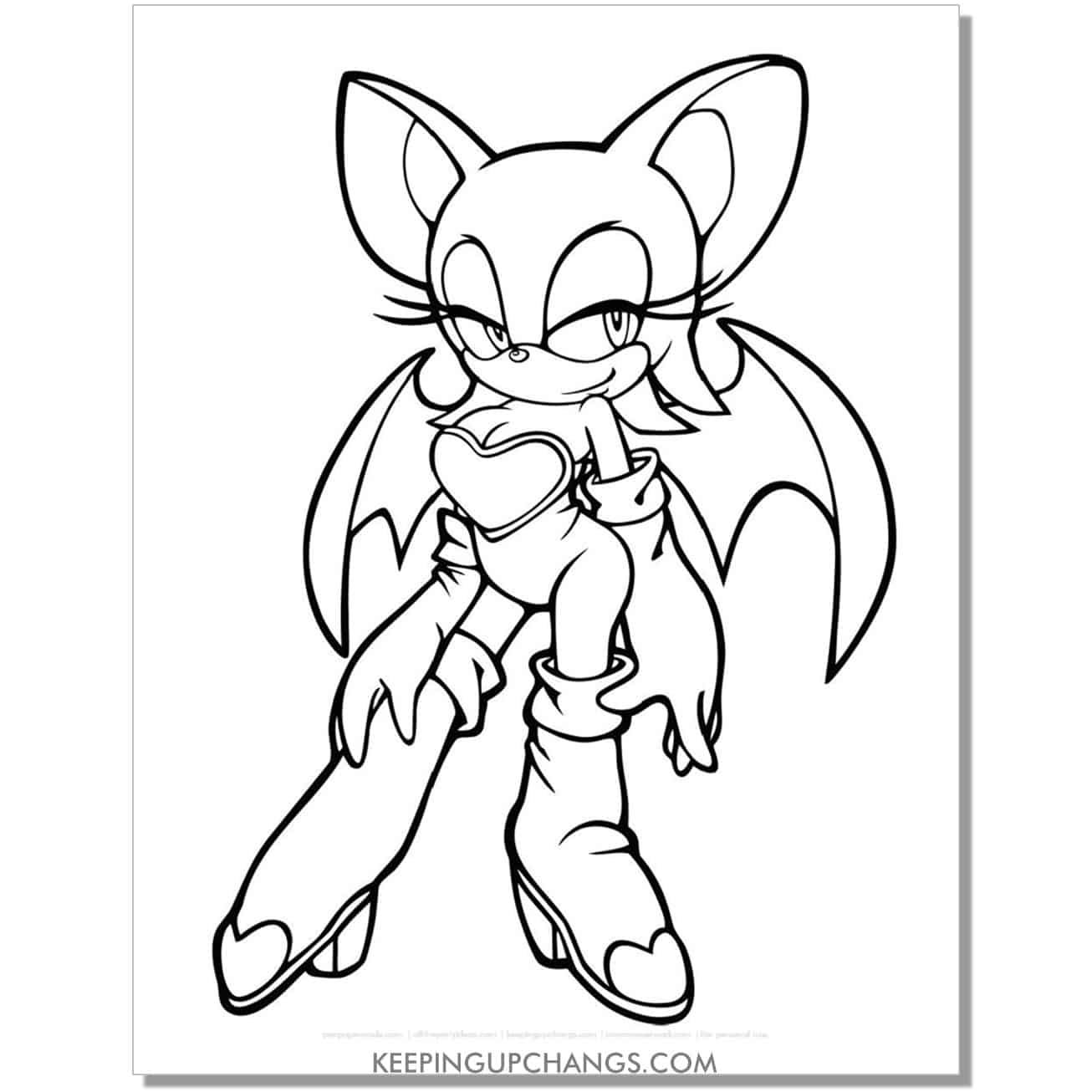 rouge smiling sonic coloring page.
