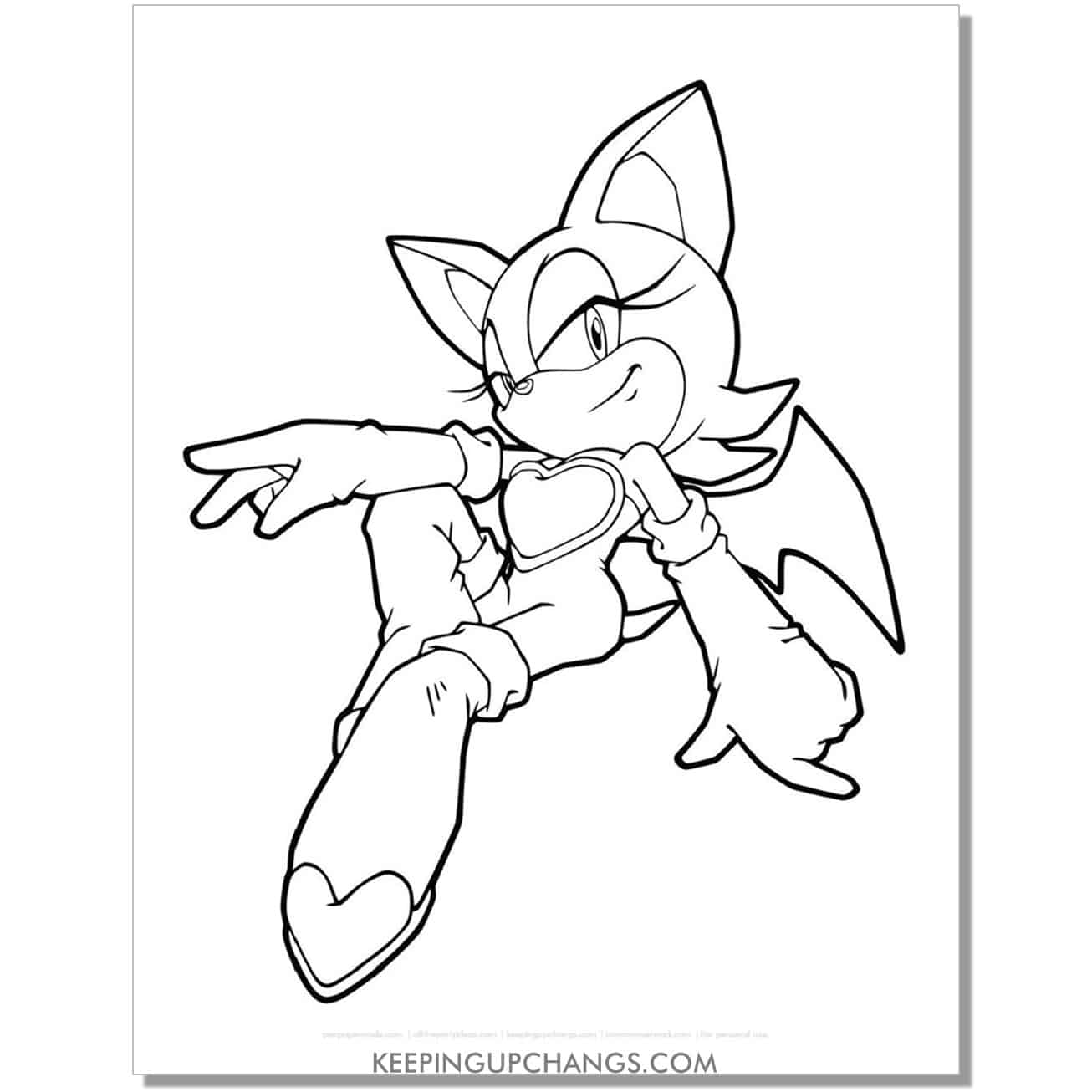 rouge sitting sonic coloring page.