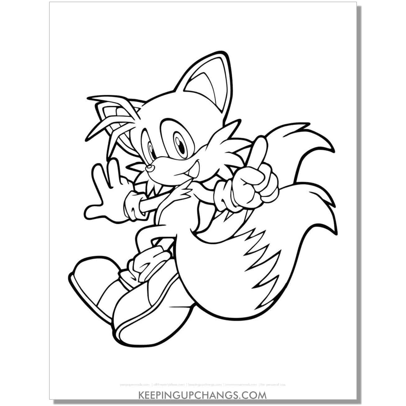 tails looking back sonic coloring page.