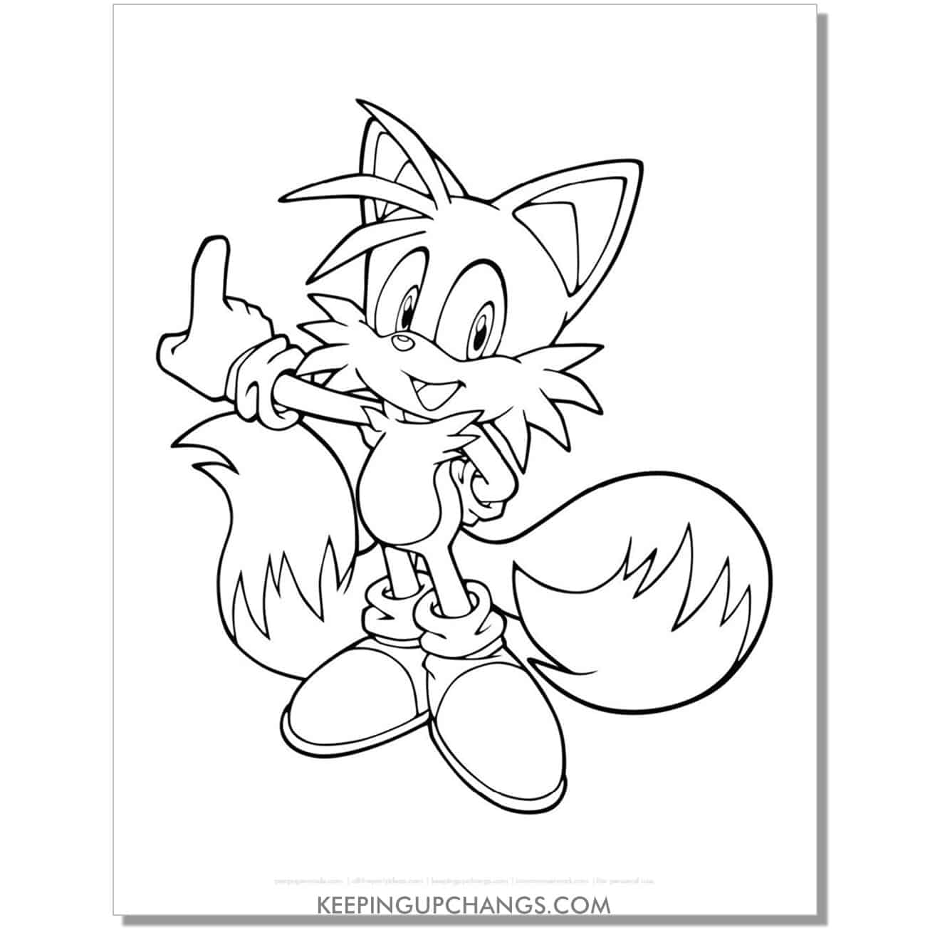 tails pointing finger sonic coloring page.