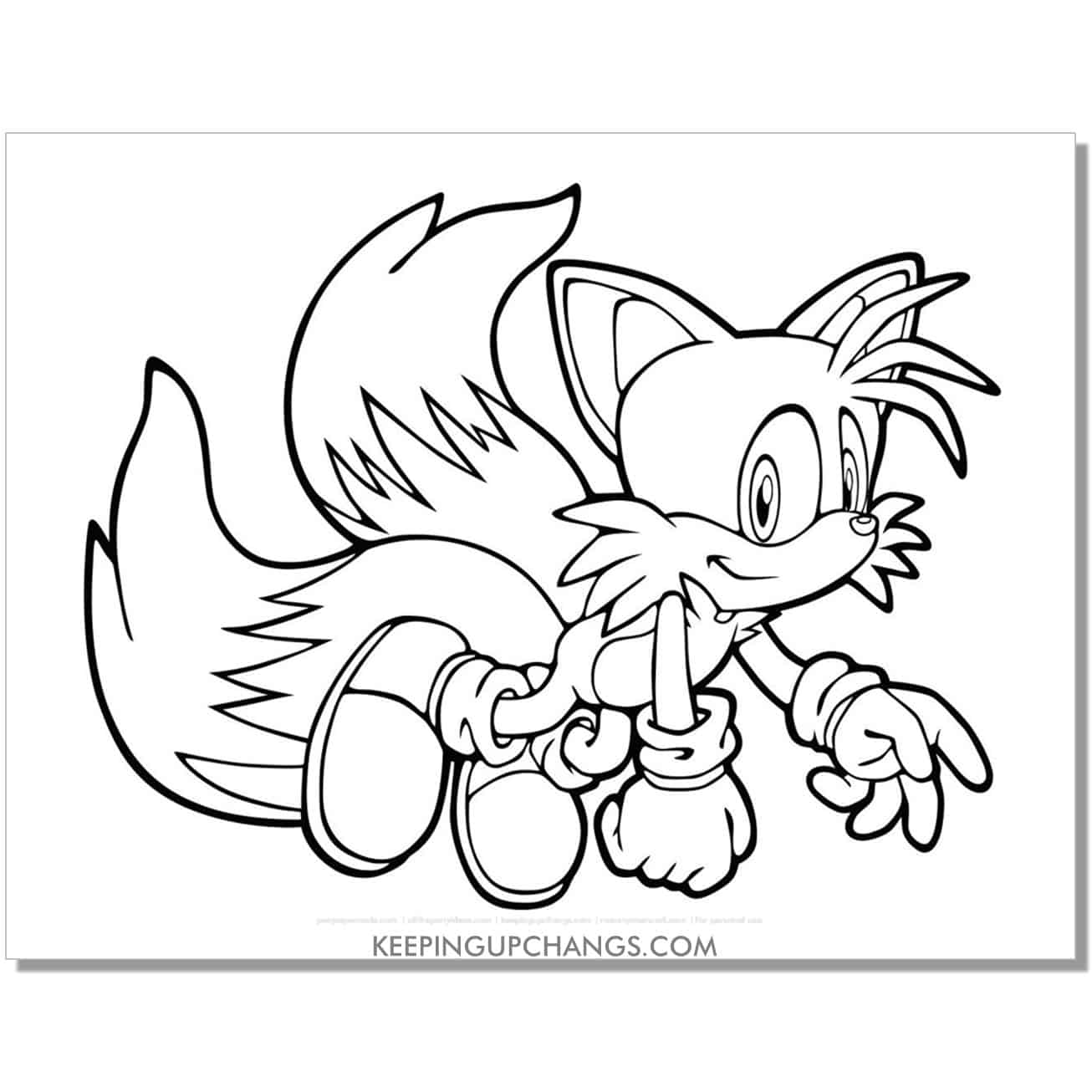 tails flying at rest sonic coloring page.