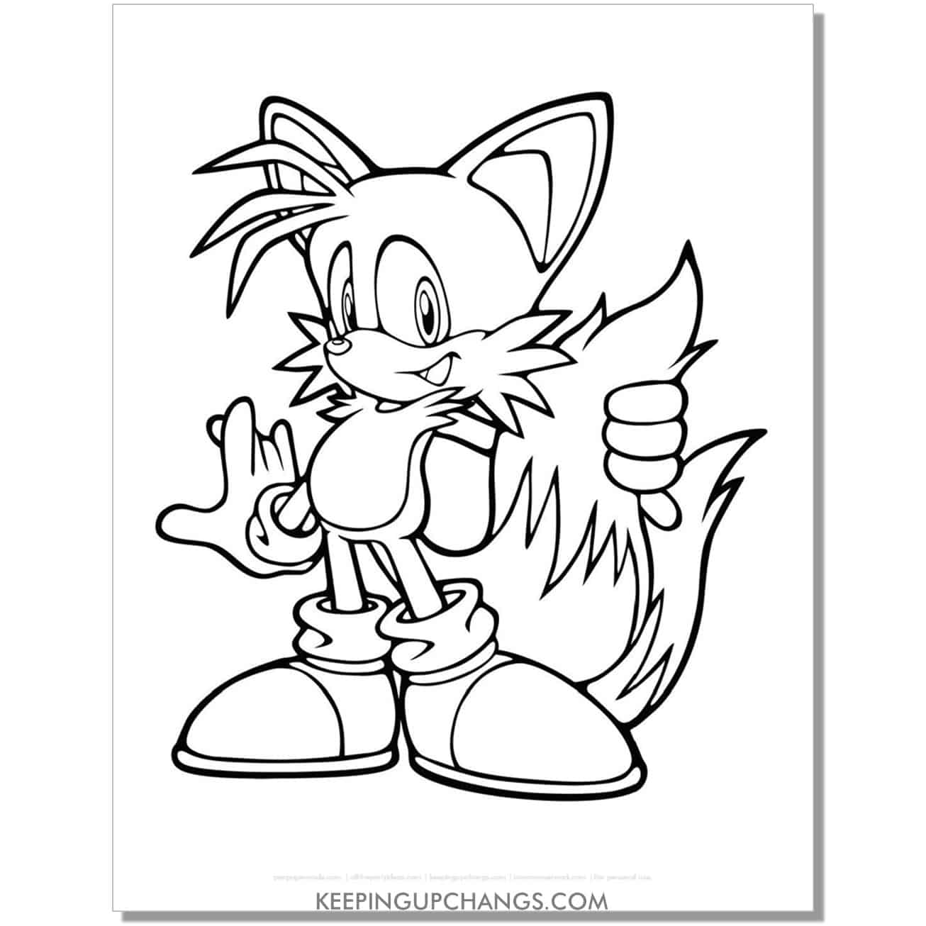 tails holding tail sonic coloring page.