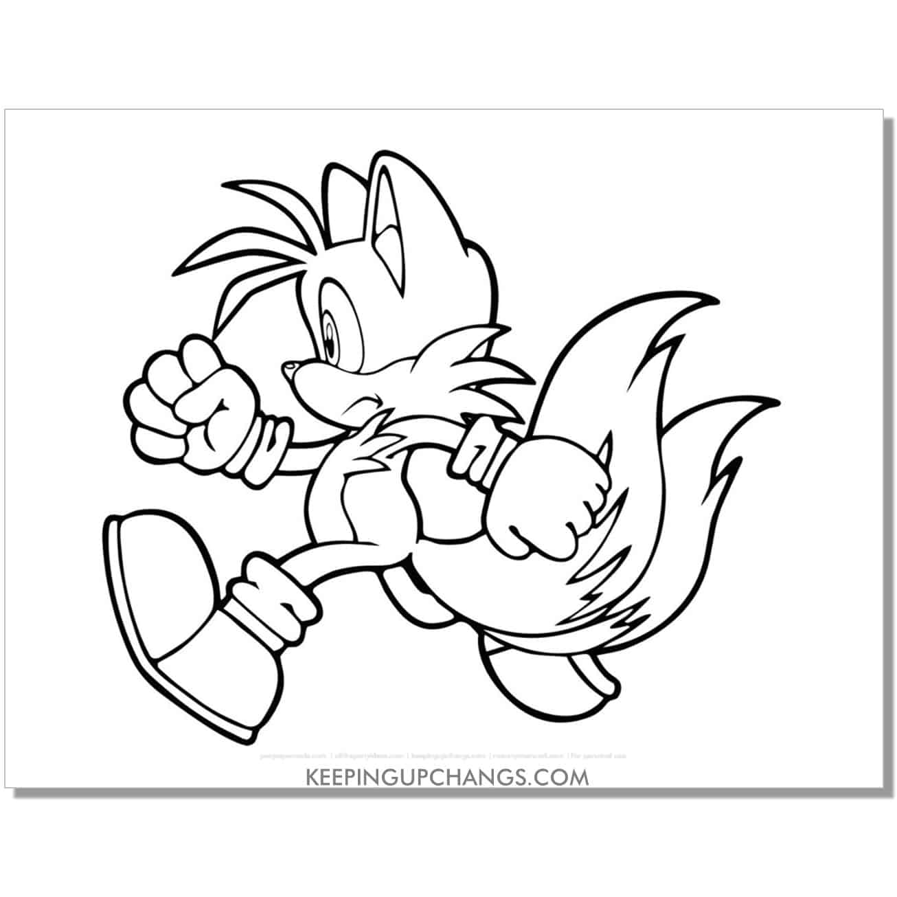 tails walking sonic coloring page.