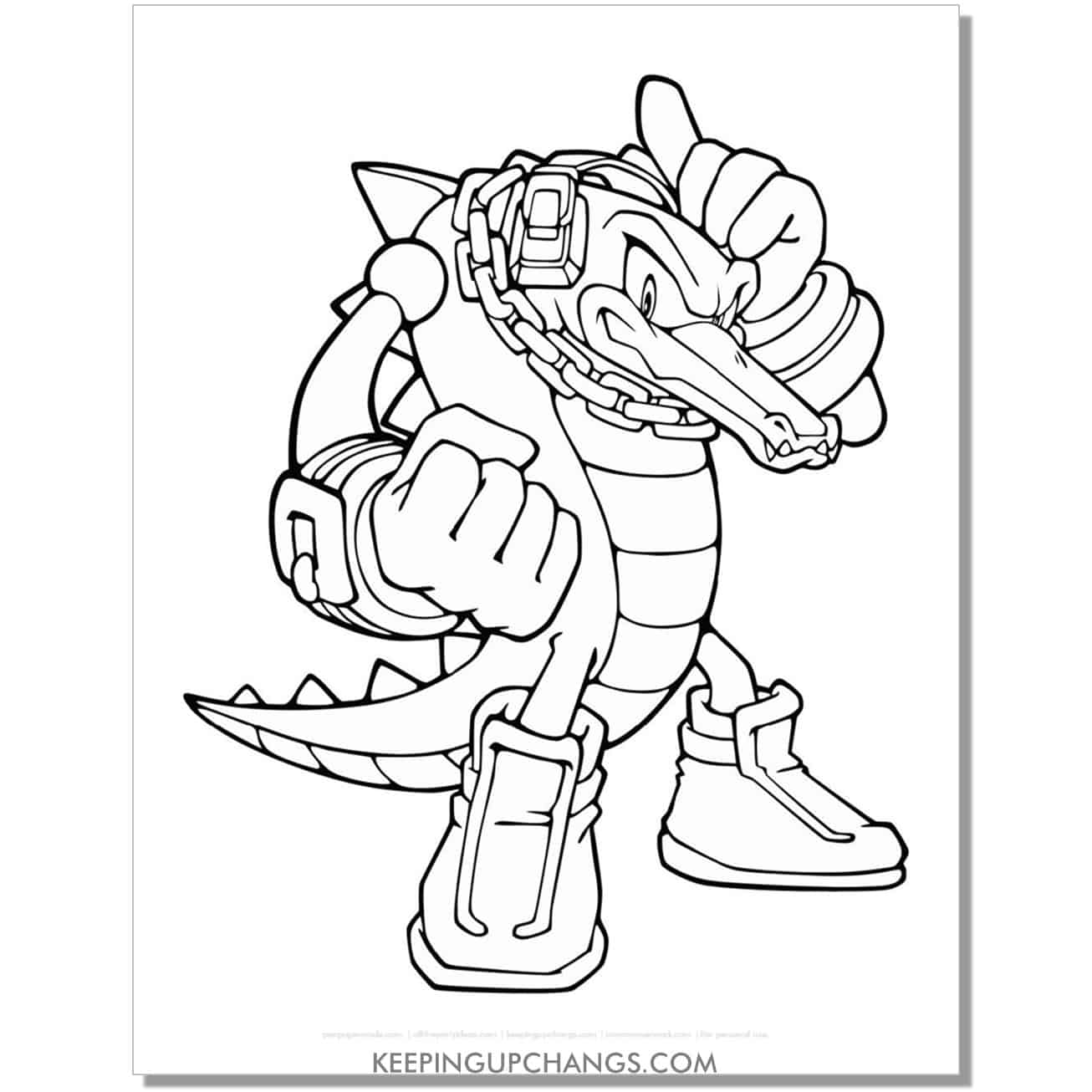 vector the crocodile sonic coloring page.