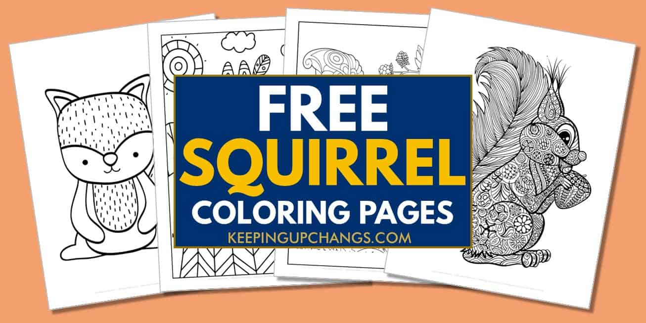 spread of squirrel coloring pages.