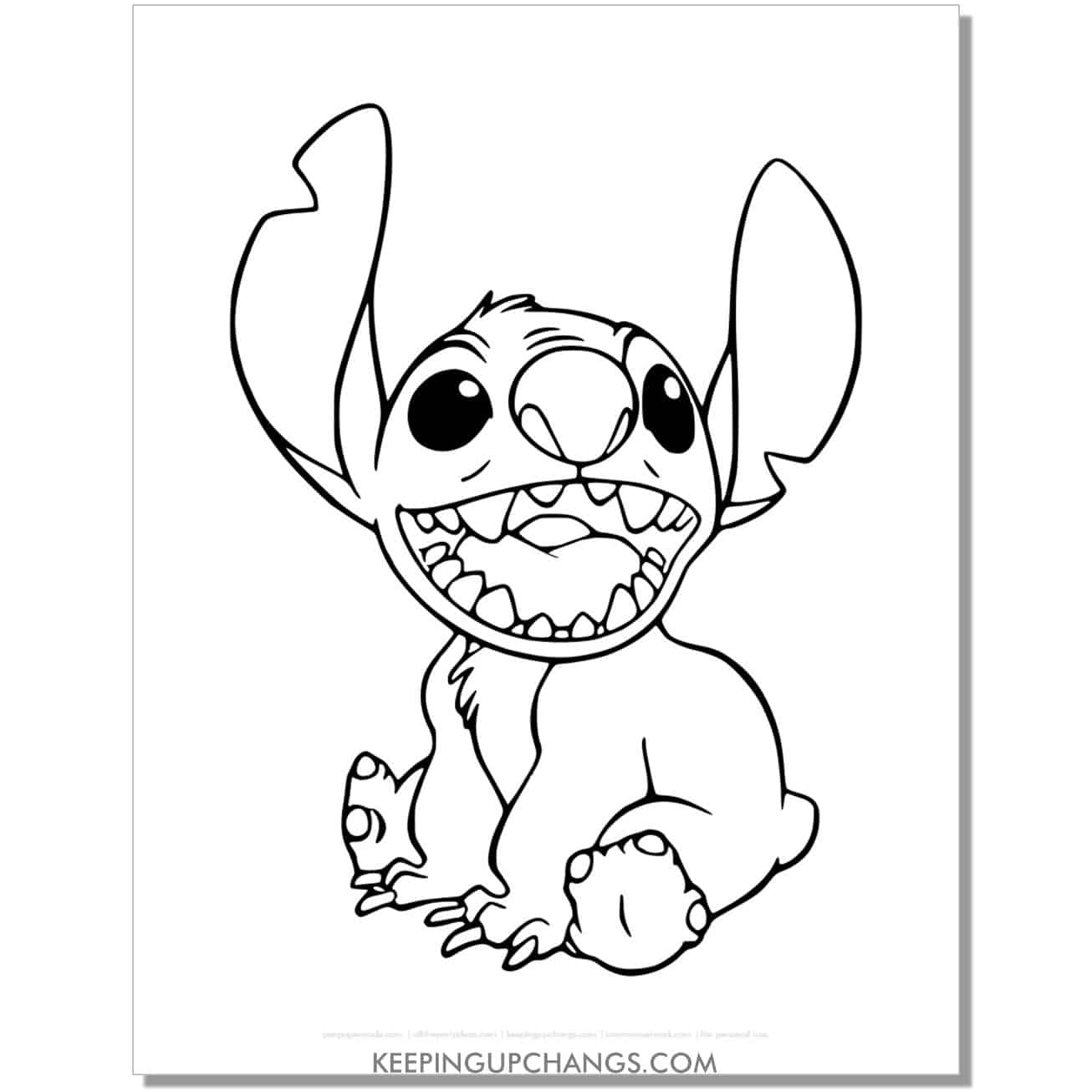 free baby stitch sitting coloring page.