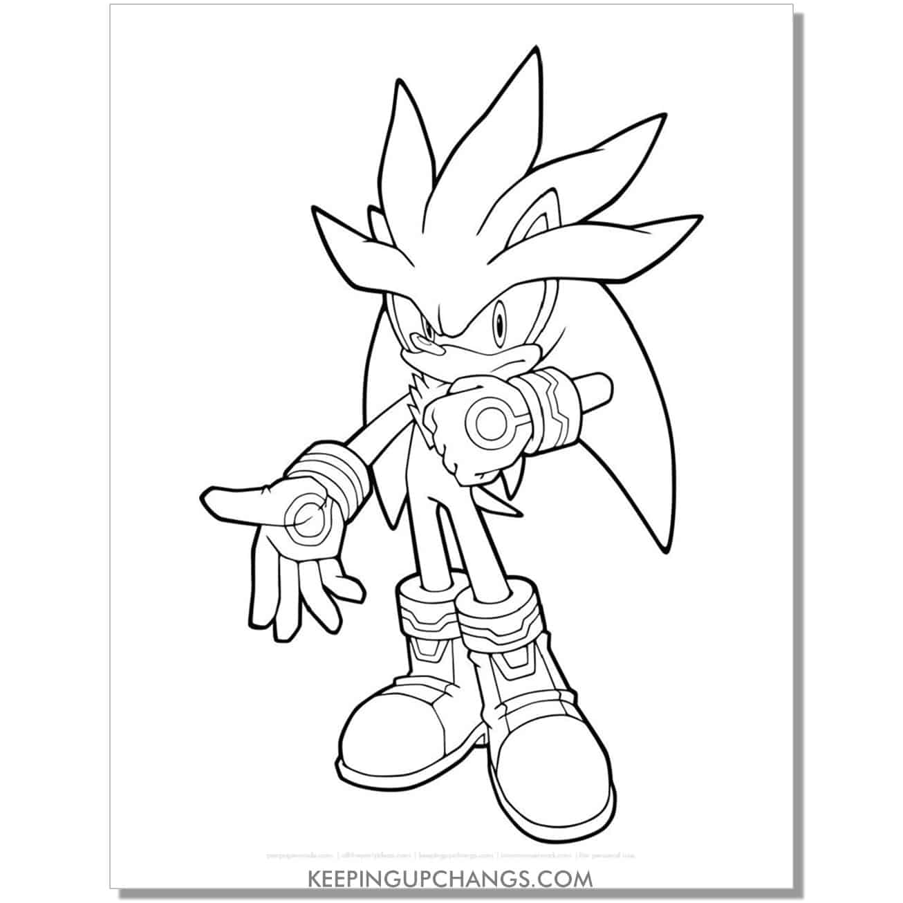 super sonic with arm ready coloring page.
