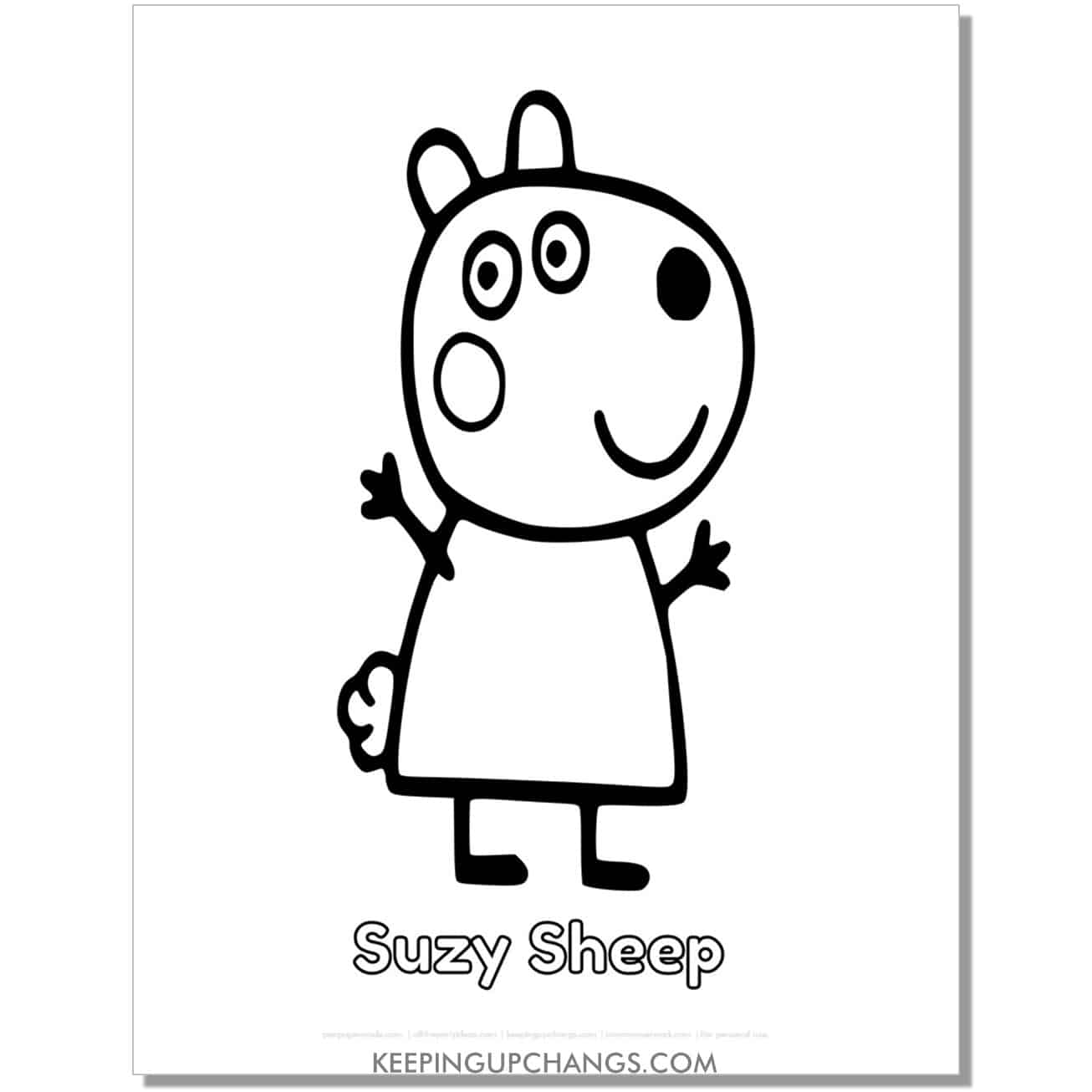 free suzy sheep peppa pig coloring page, sheet.