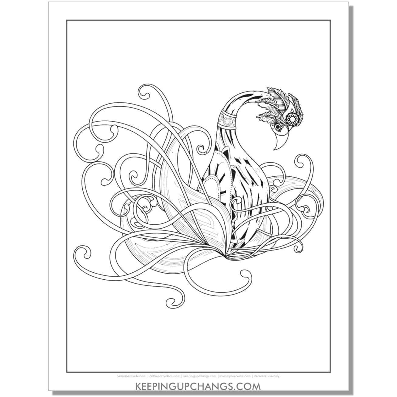 wild swan hand coloring coloring page.