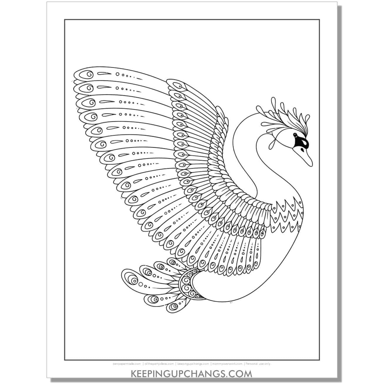flying swan coloring page.