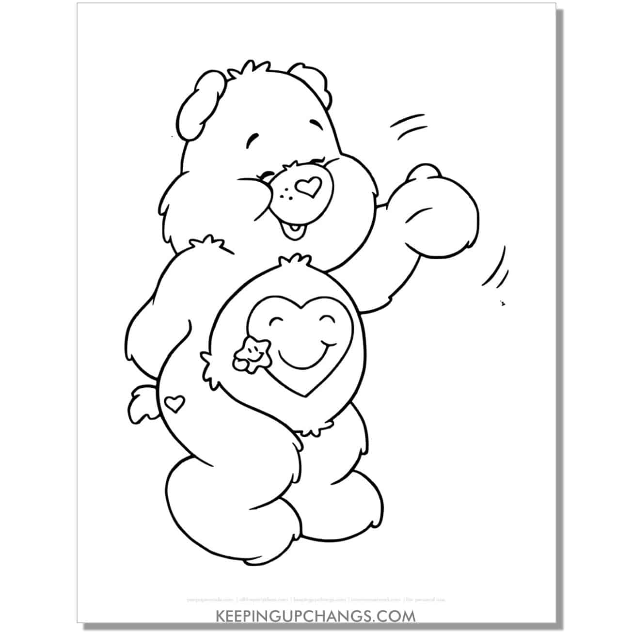 happy take care bear care bear coloring page, sheet.