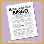 human teambuilding icebreaker bingo with interactive getting to know you facts.