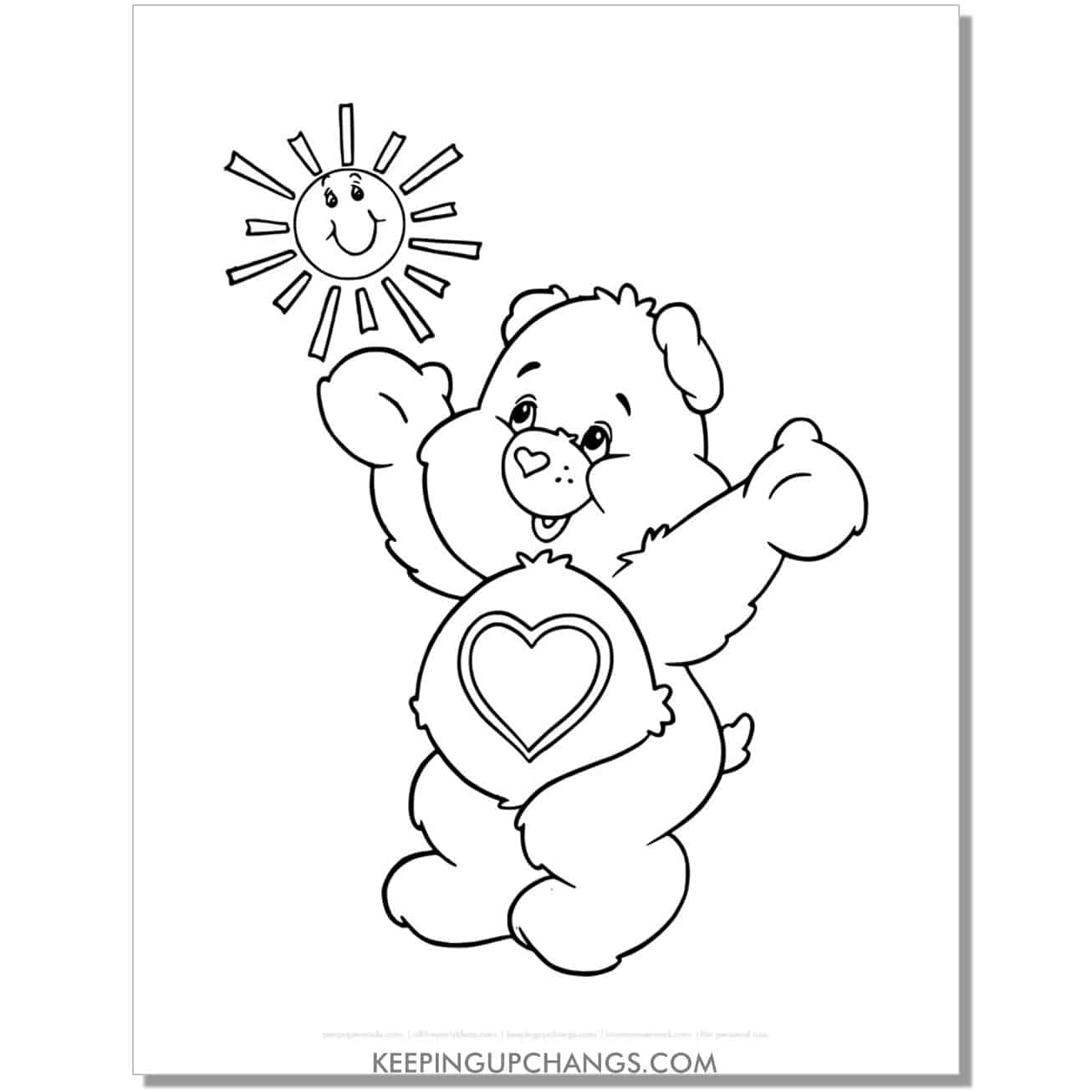tenderheart bear in the sun care bear coloring page, sheet.