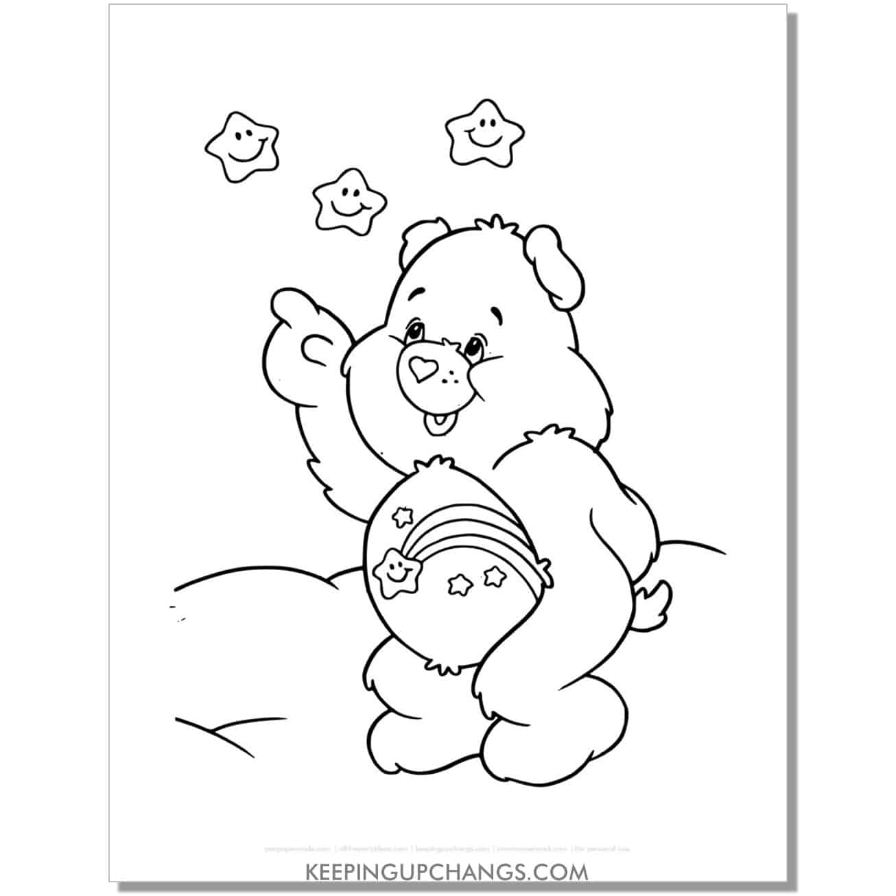 thanks a lot bear counting stars care bear coloring page, sheet.