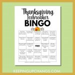 human fall thanksgiving icebreaker bingo with fun getting to know you facts about the family holiday.