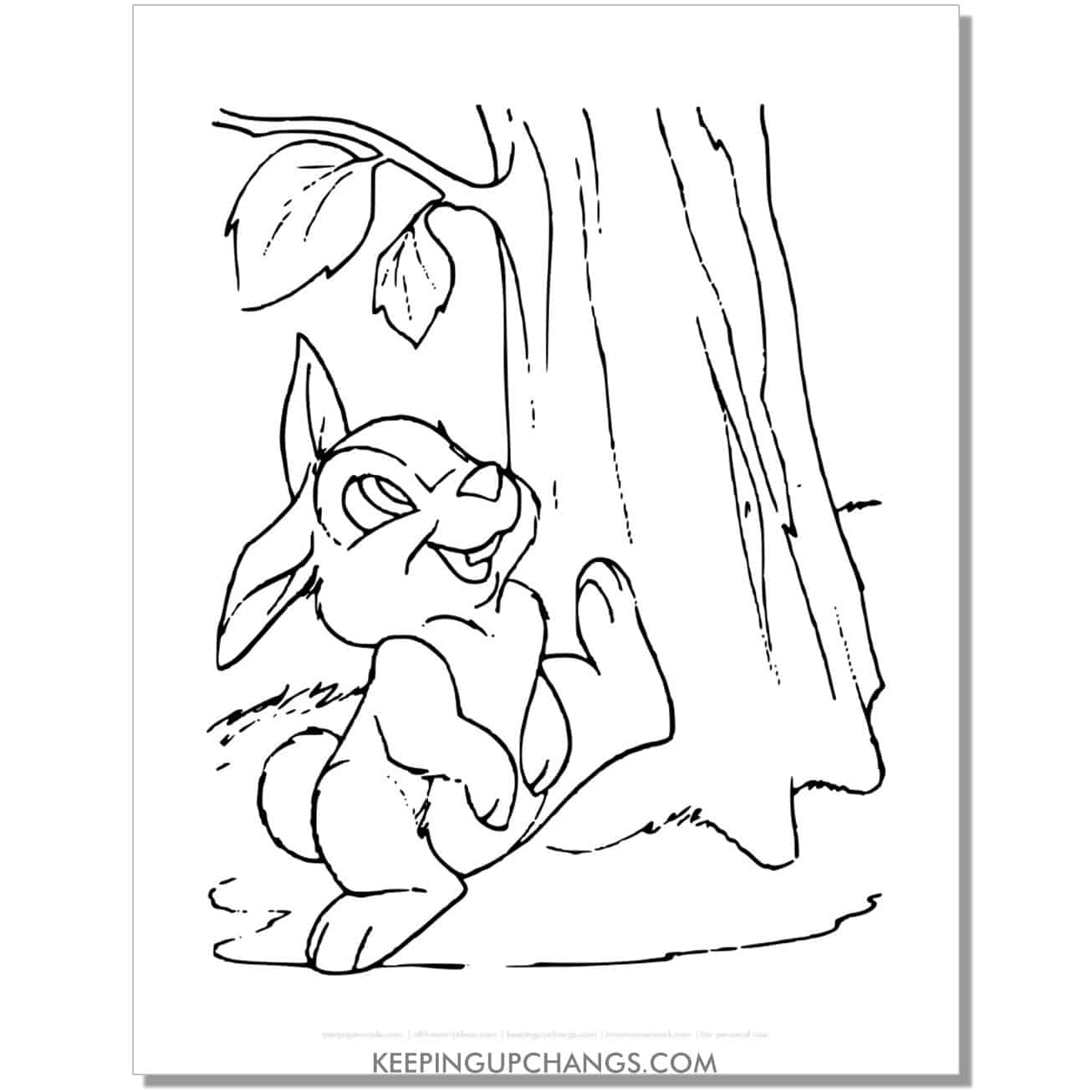 free thumper bambi coloring page, sheet.