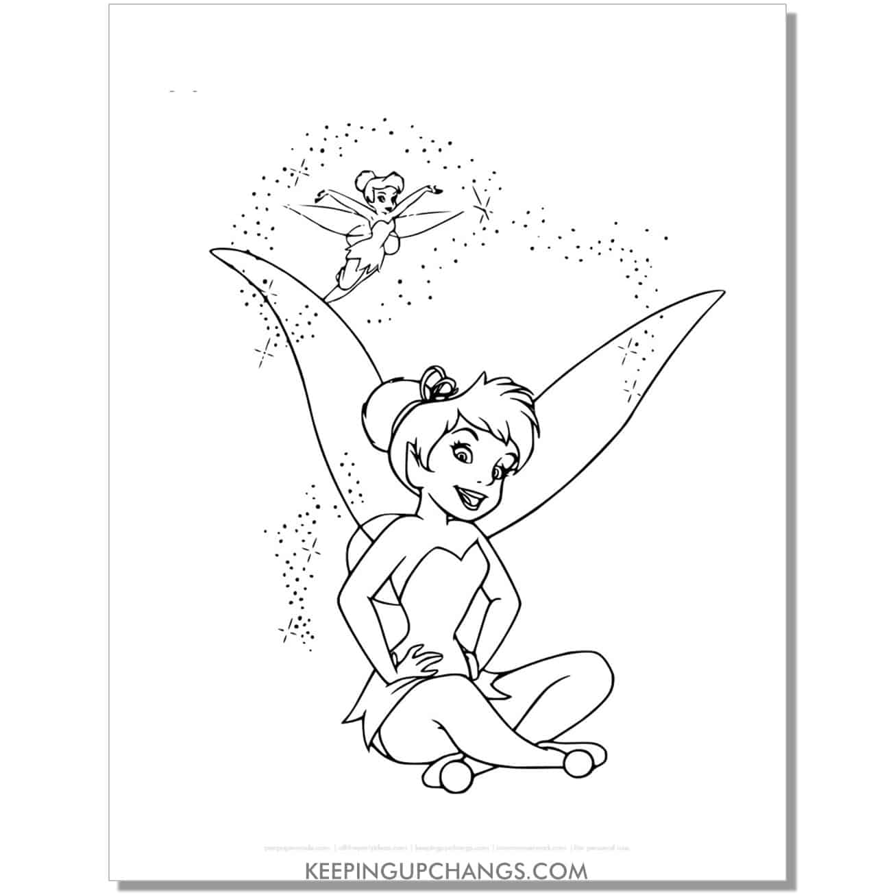 tinkerbell sitting coloring page, sheet.