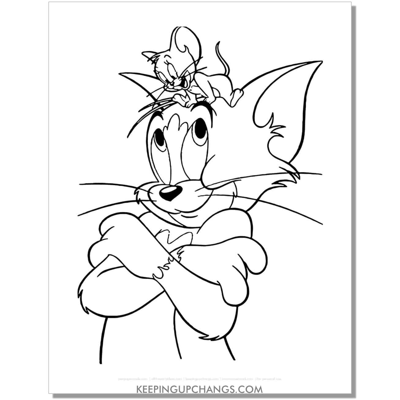 free tom and jerry friendly happy coloring page.