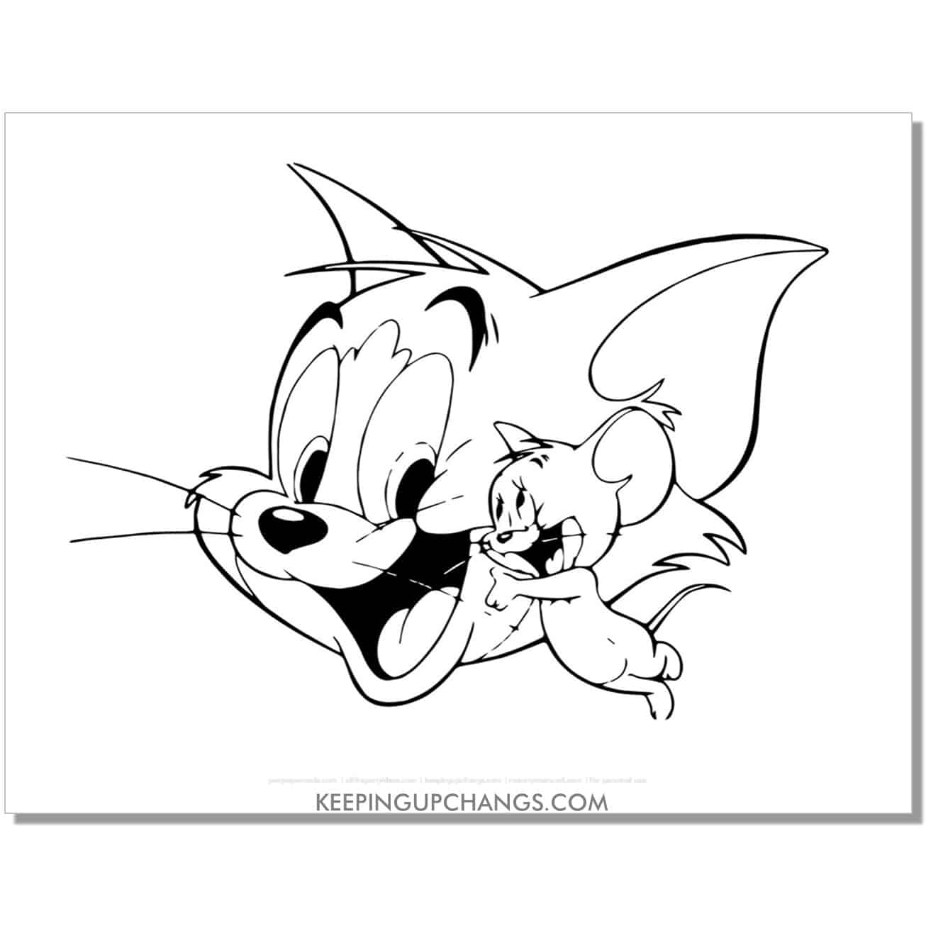 free tom face and jerry full body coloring page.