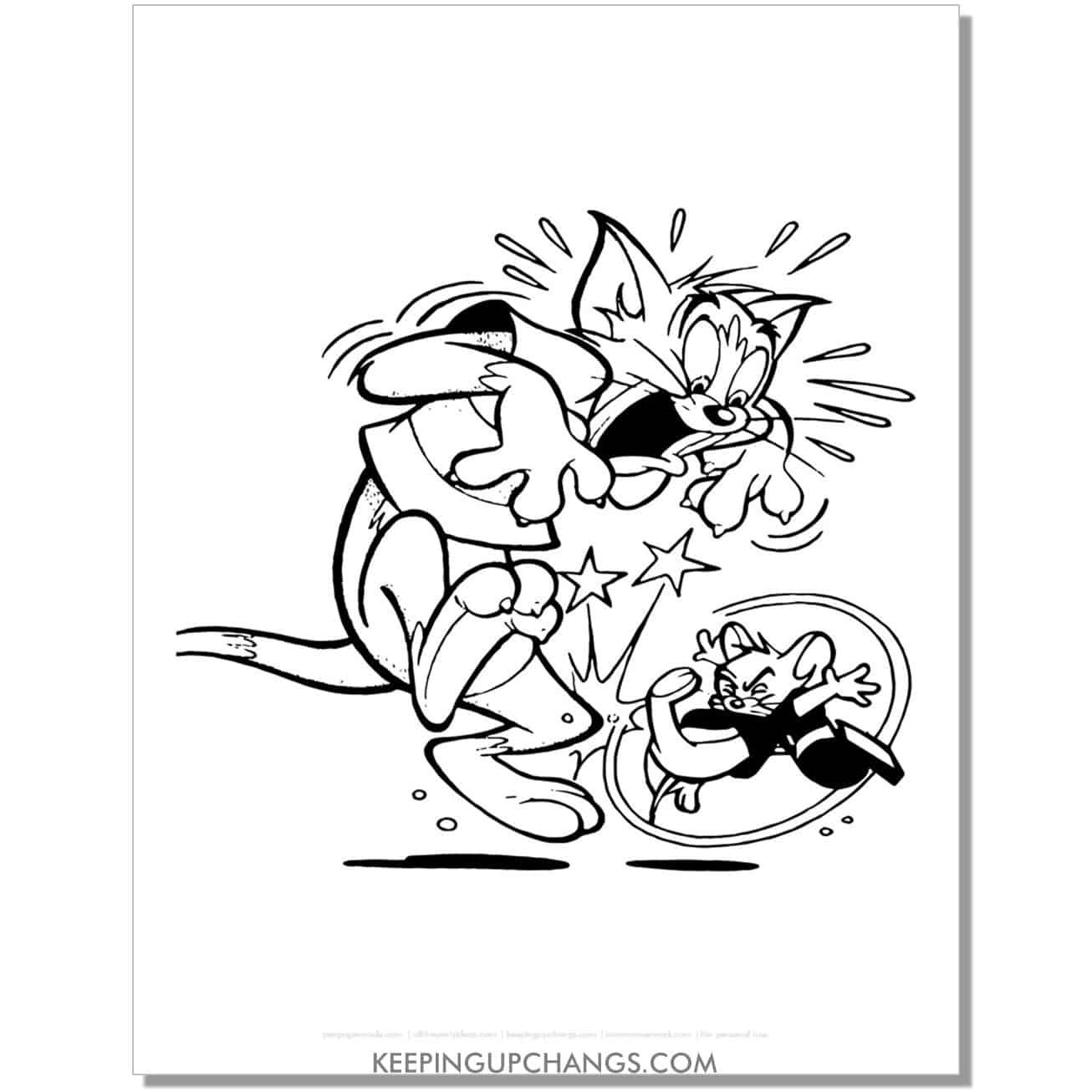 free tom and jerry kicked in knee coloring page.