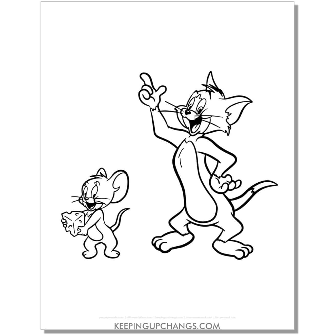 free tom and jerry posing coloring page.