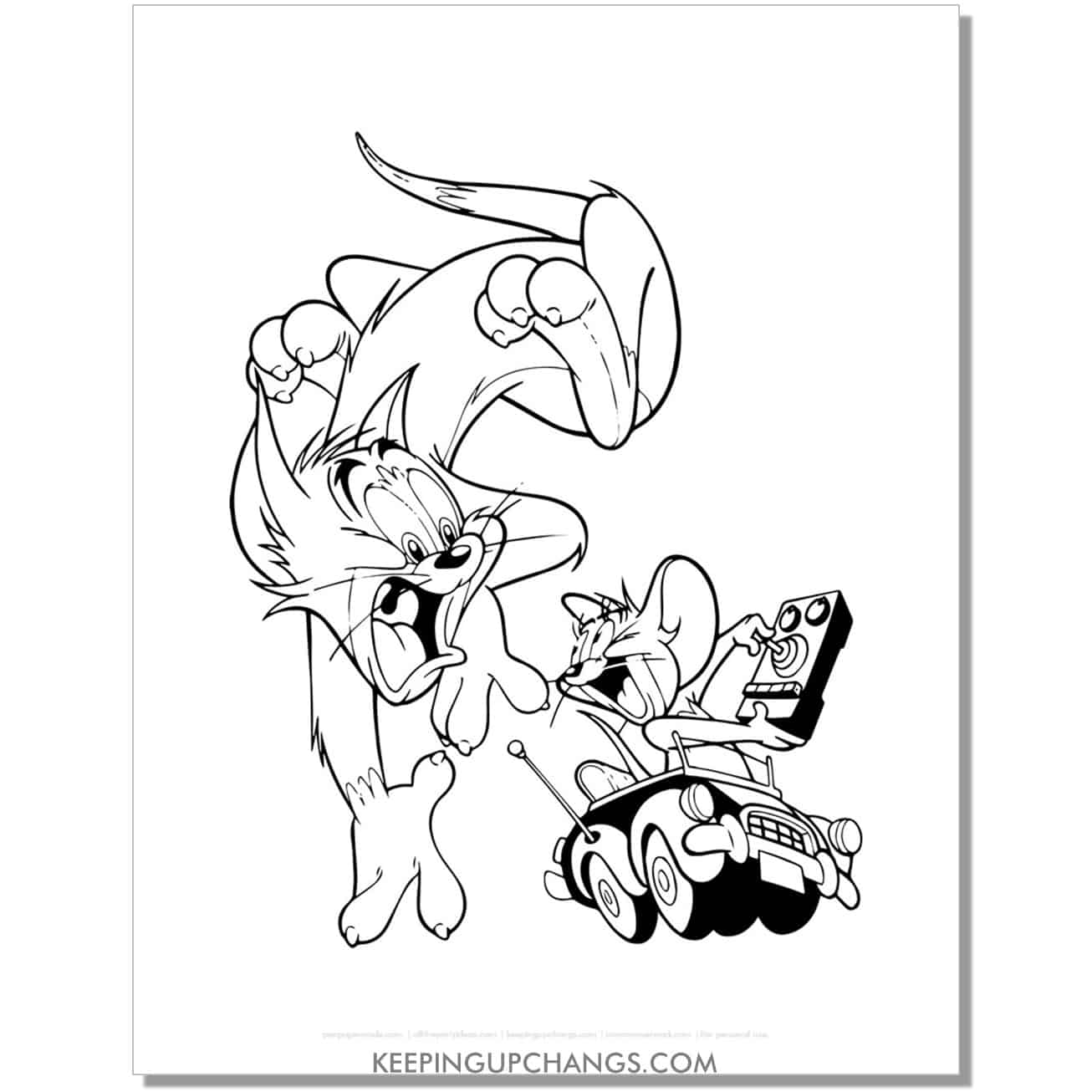 free tom and jerry remote control toy car coloring page.