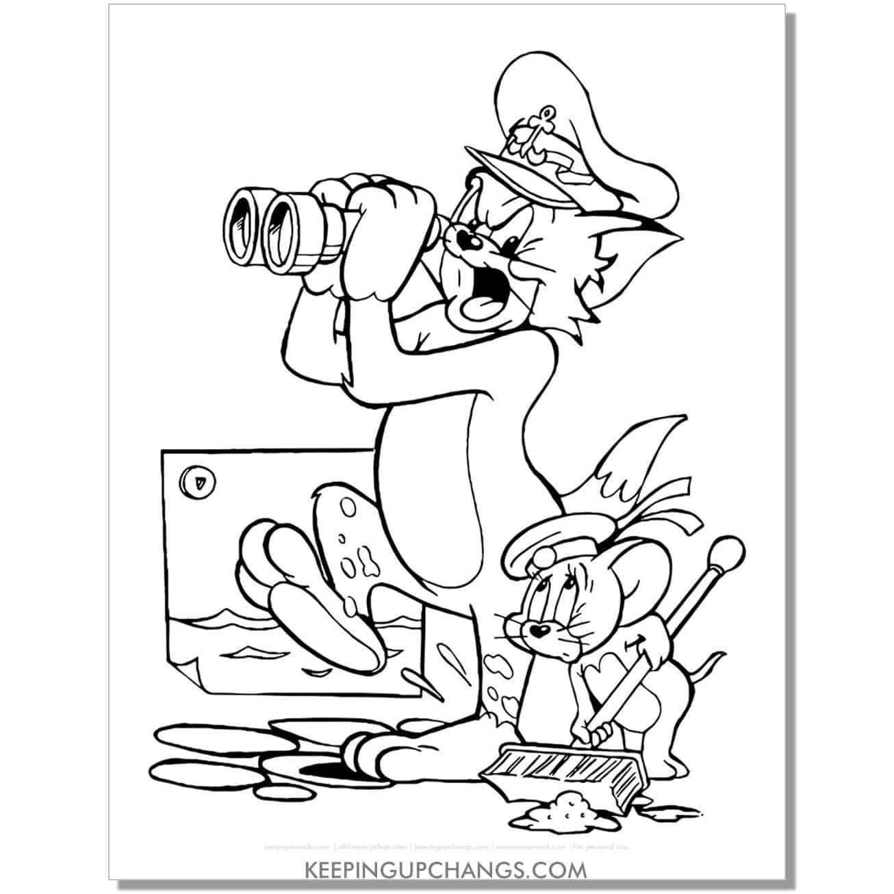 free tom and jerry ahoy on deck coloring page.