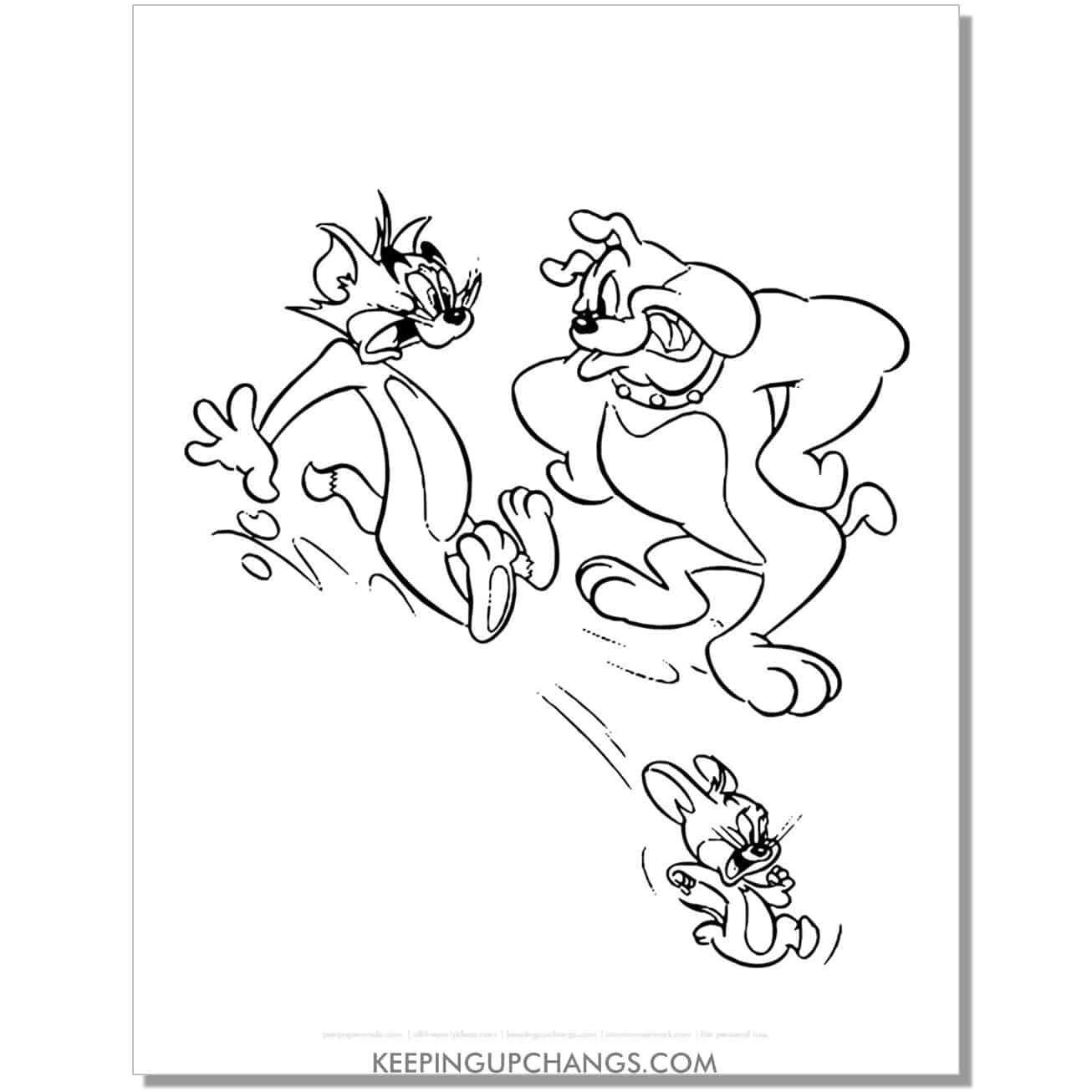 free tom and jerry and spike coloring page.