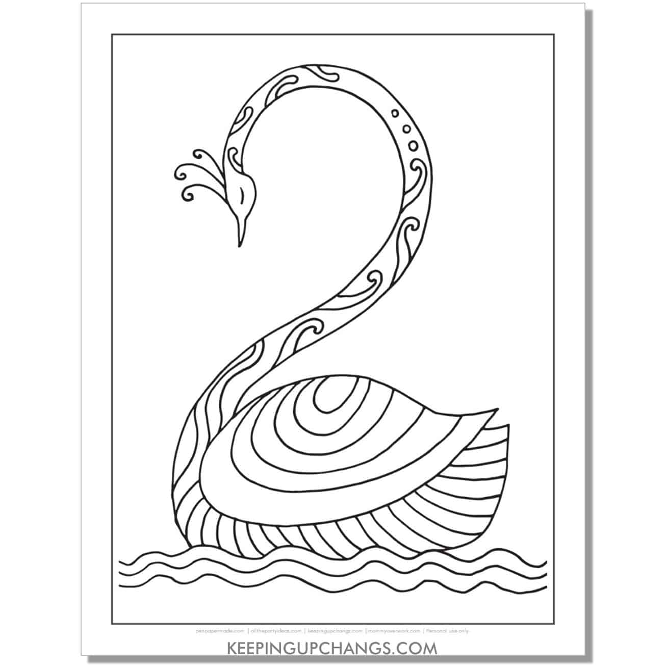 simple swan mandala hieroglyphic coloring page.