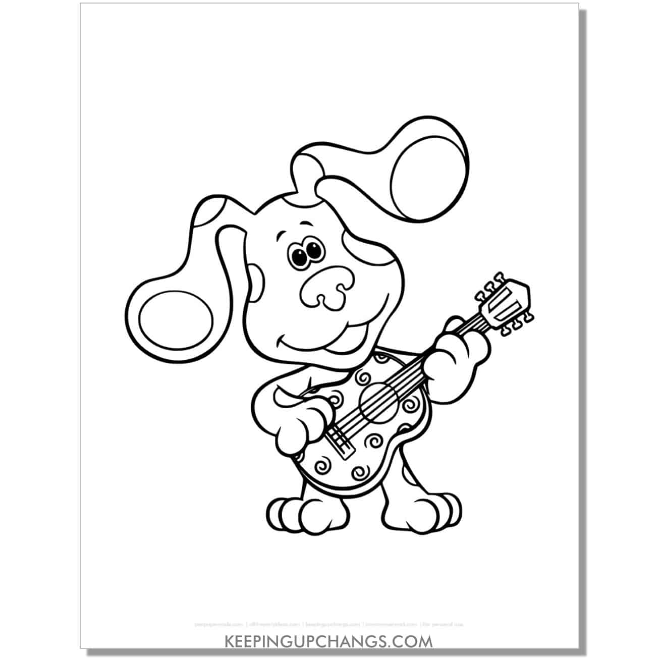 free playing guitar blue's clues coloring page, sheet