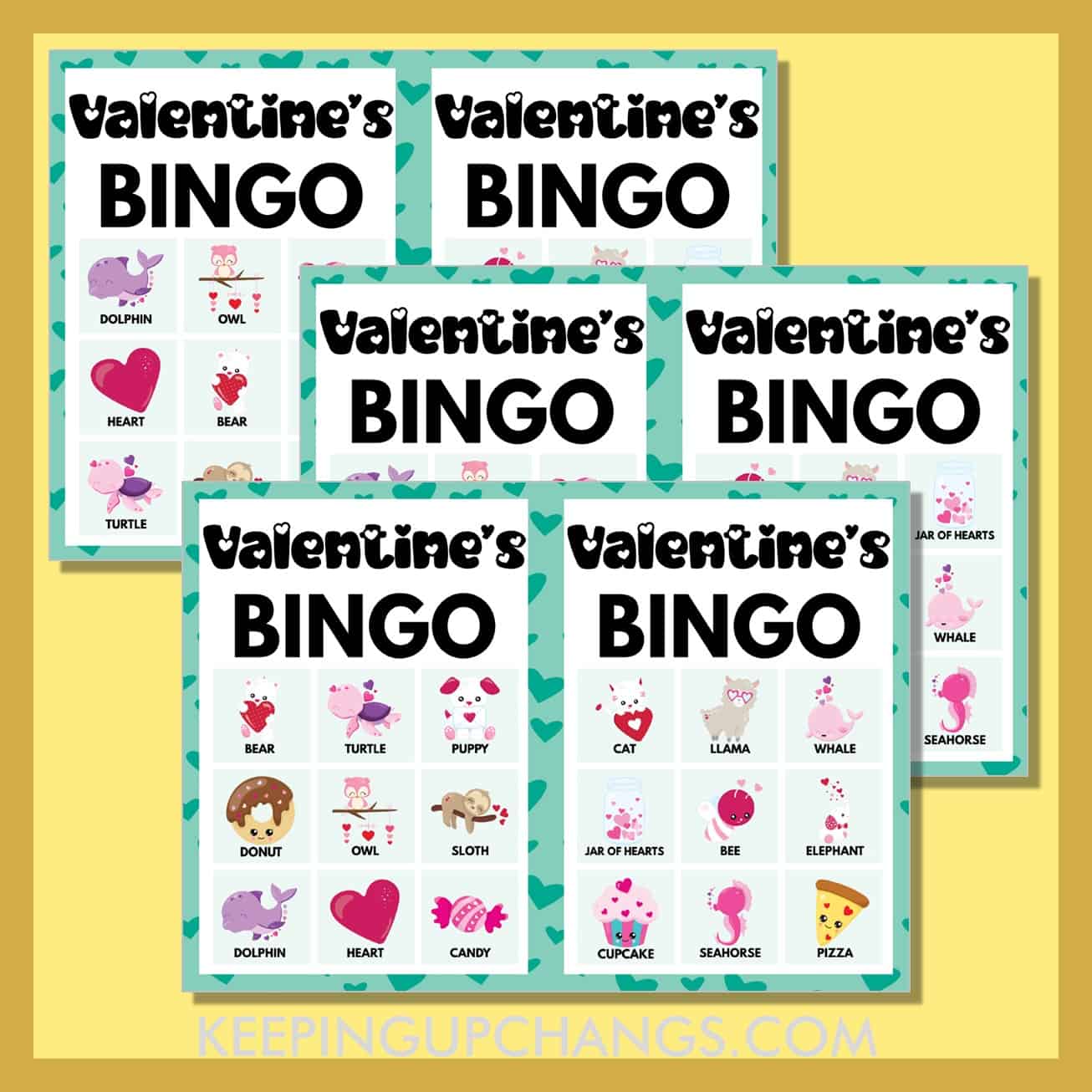 free valentine's day bingo 3x3 game cards.