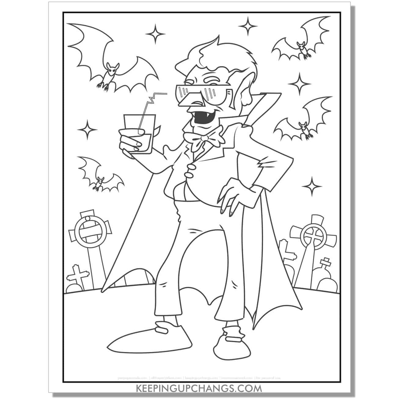free elvis count dracula vampire coloring page.