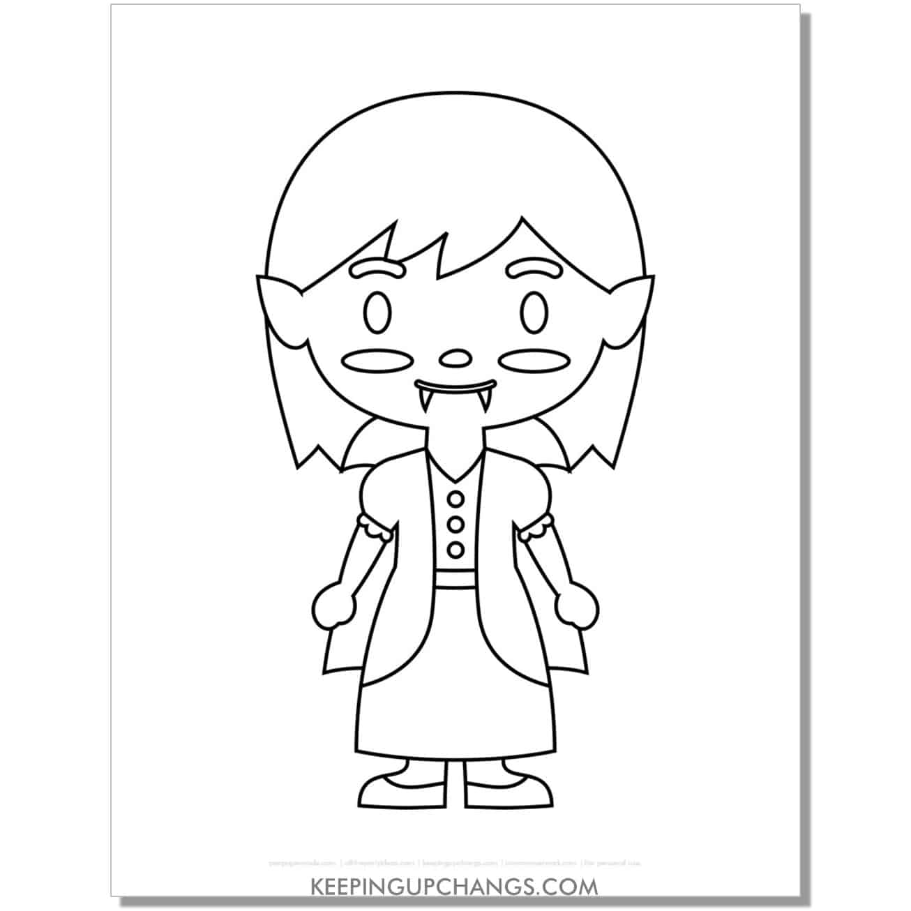 free cute anime vampire girl coloring page.