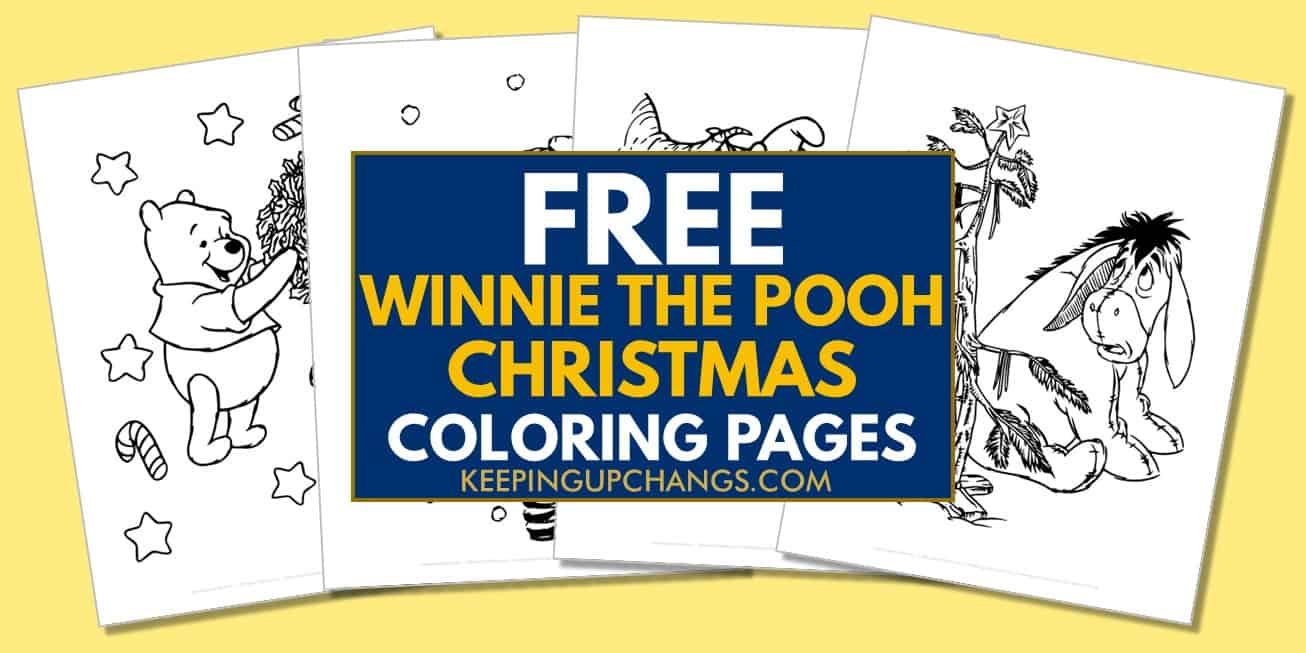 spread of free winnie the pooh christmas coloring pages.