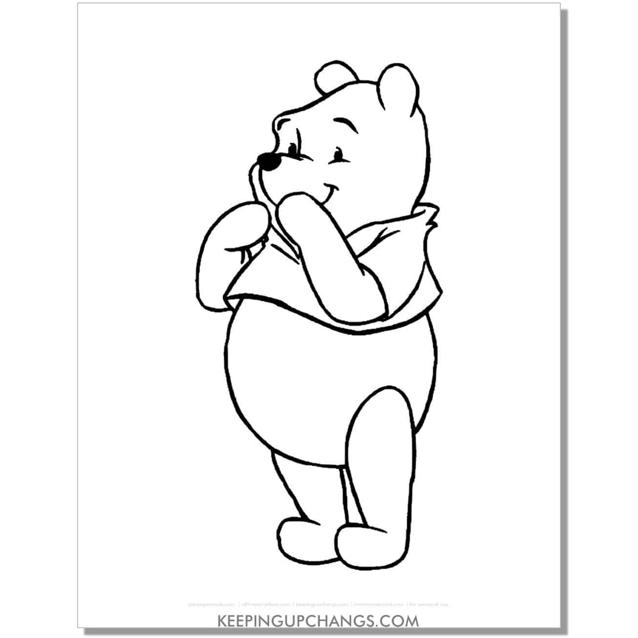 winnie the pooh giggling coloring page, sheet.