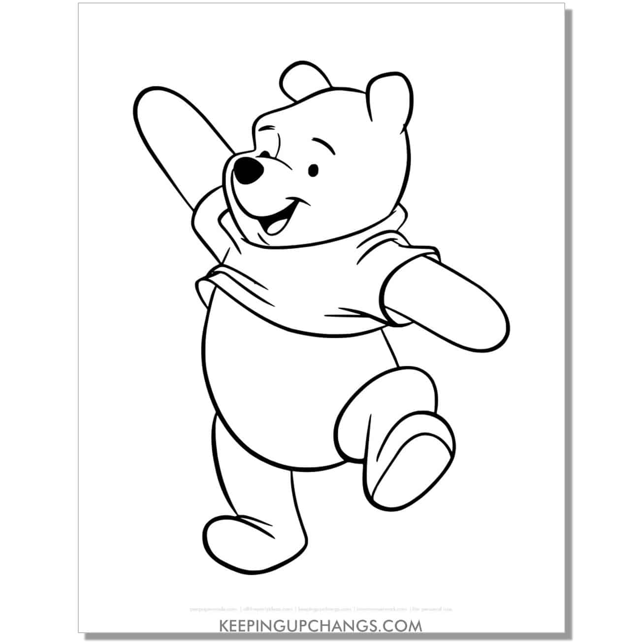 winnie the pooh arms spread coloring page, sheet.