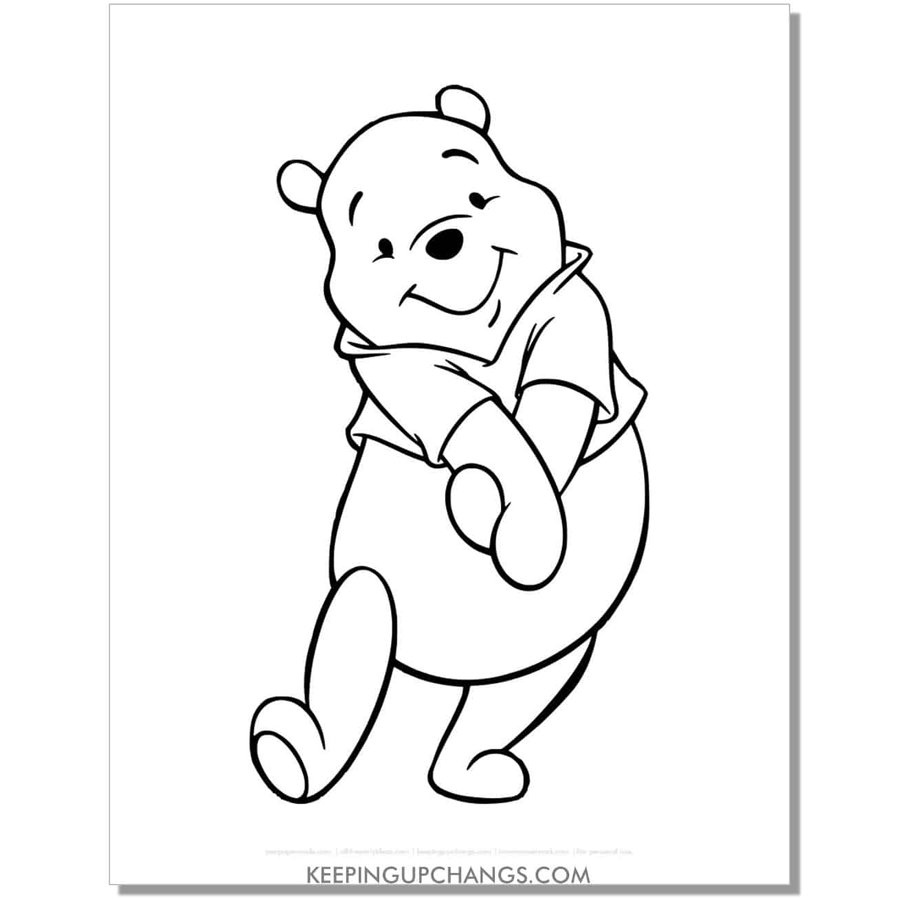 winnie the pooh arms together coloring page, sheet.