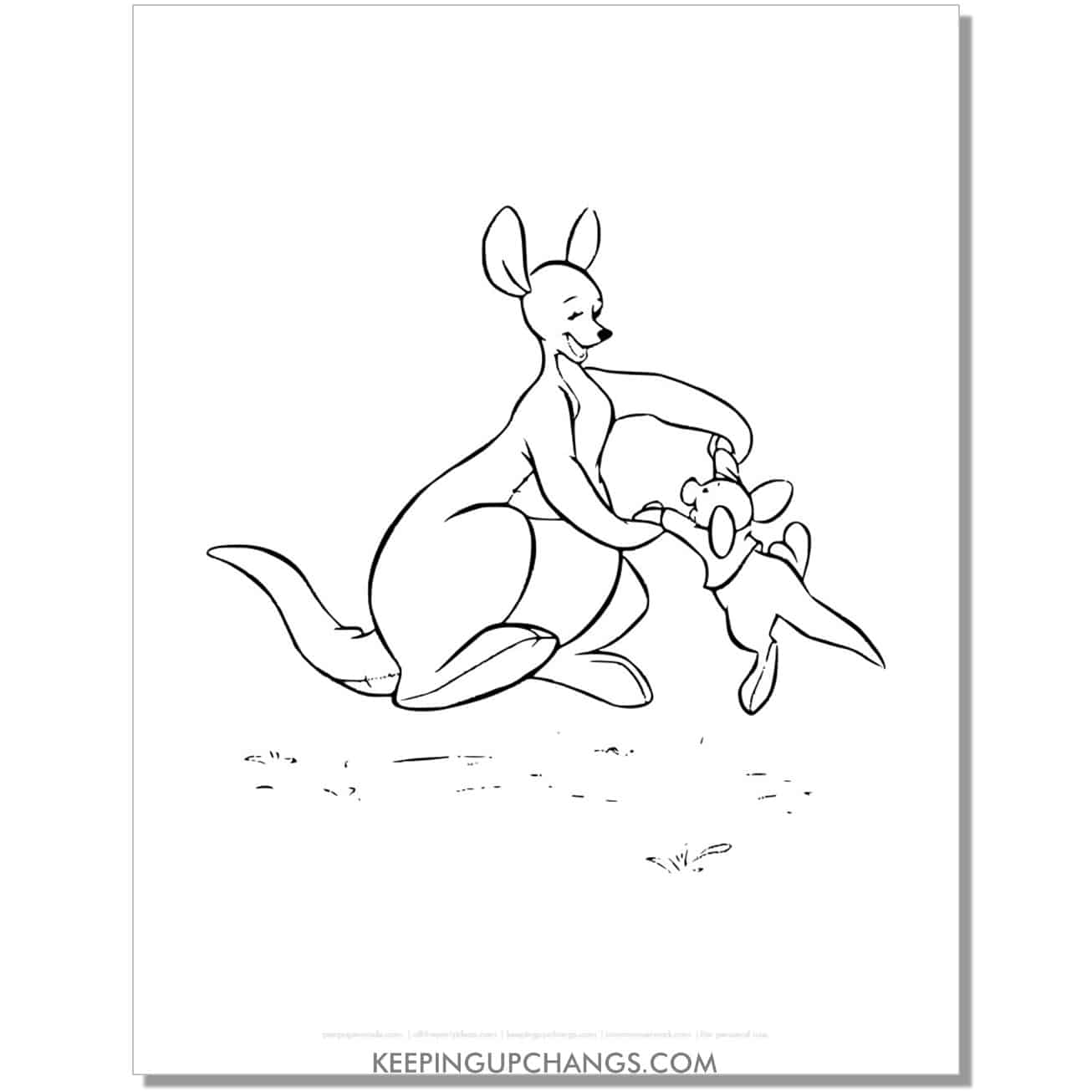 kanga dances with roo coloring page, sheet.