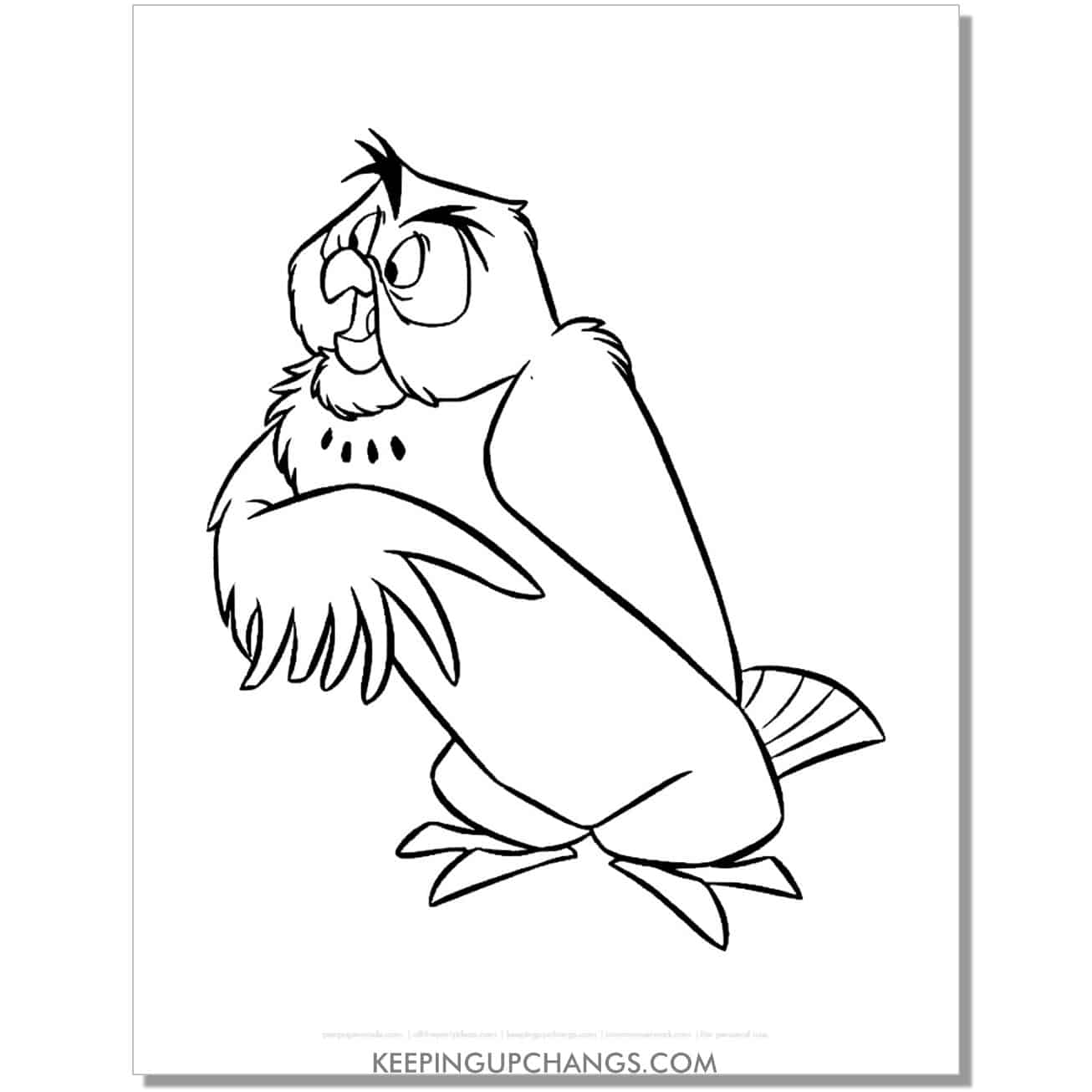 winnie the pooh owl coloring page, sheet.