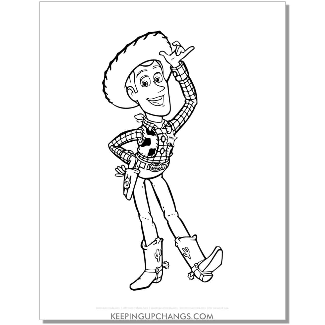 free woody cowboy toy story coloring page, sheet.