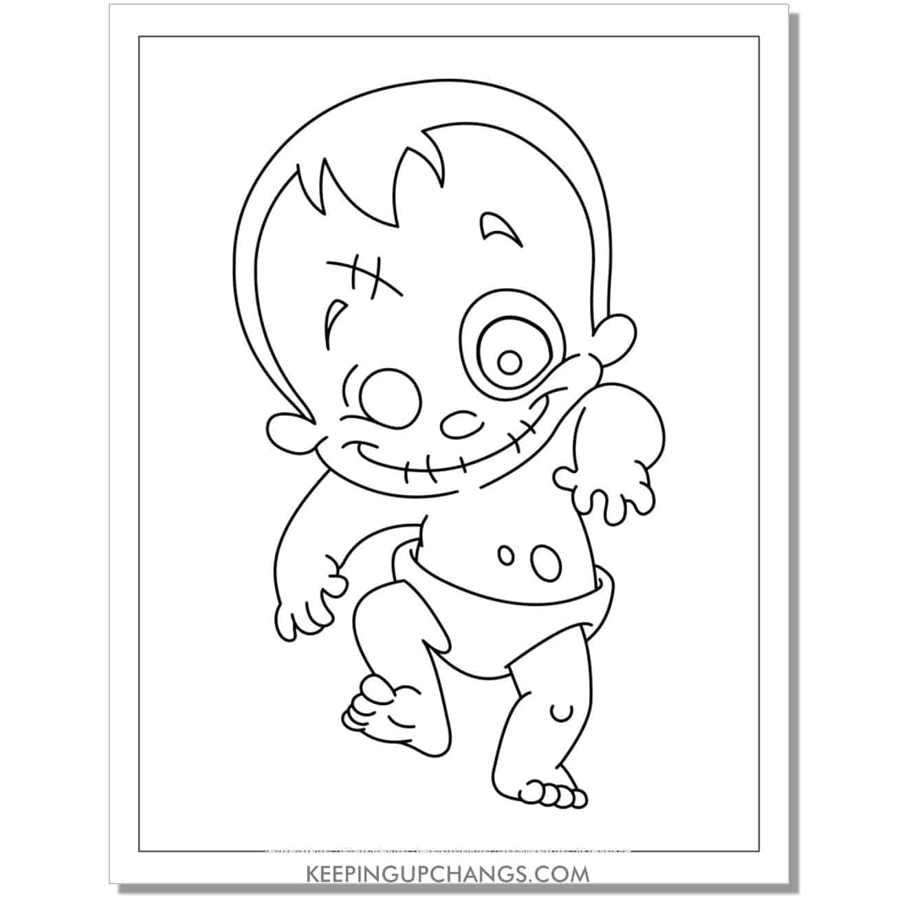 free zombie baby coloring page.