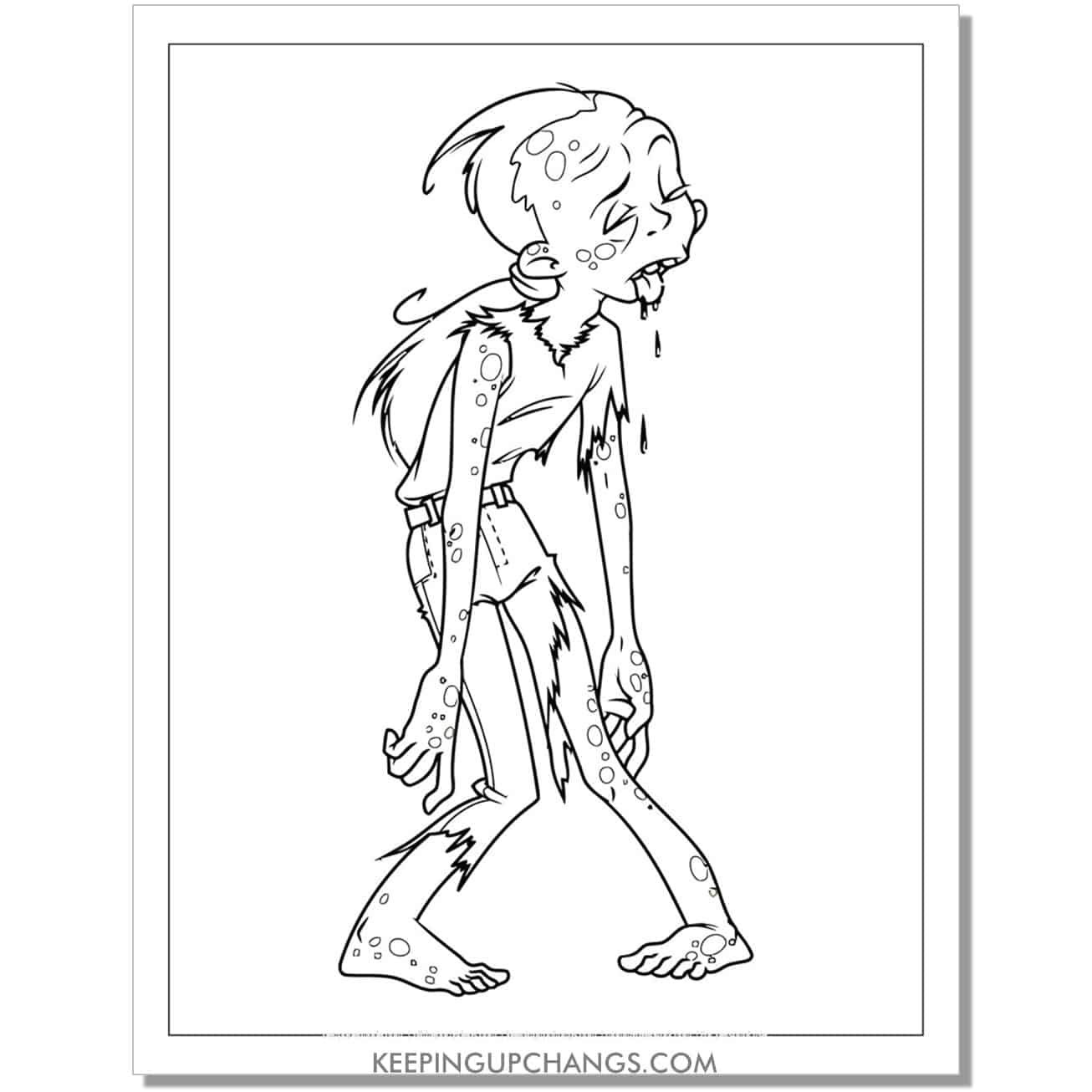free zombie woman dead coloring page.