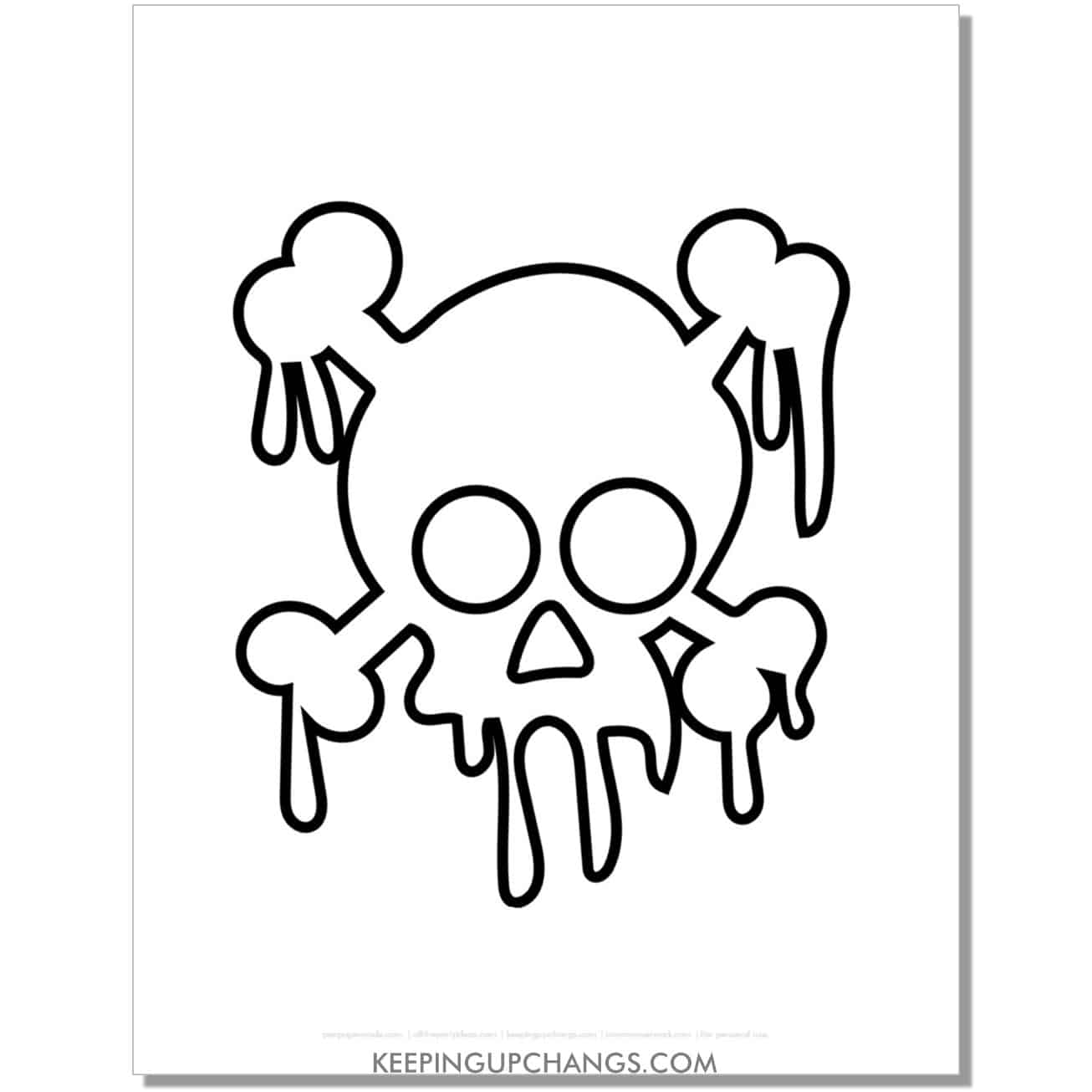 free zombie skull crossbones halloween coloring page.