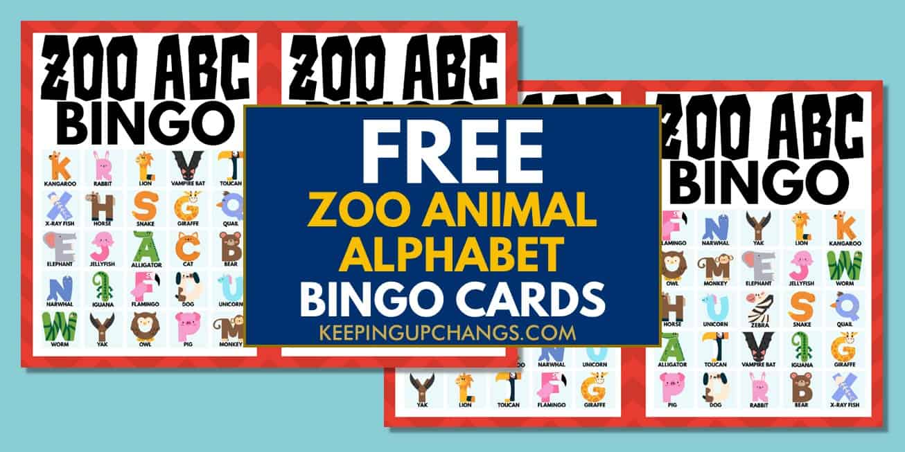 free zoo bingo cards 5x5 4x4 for birthday party, wedding, baby shower.