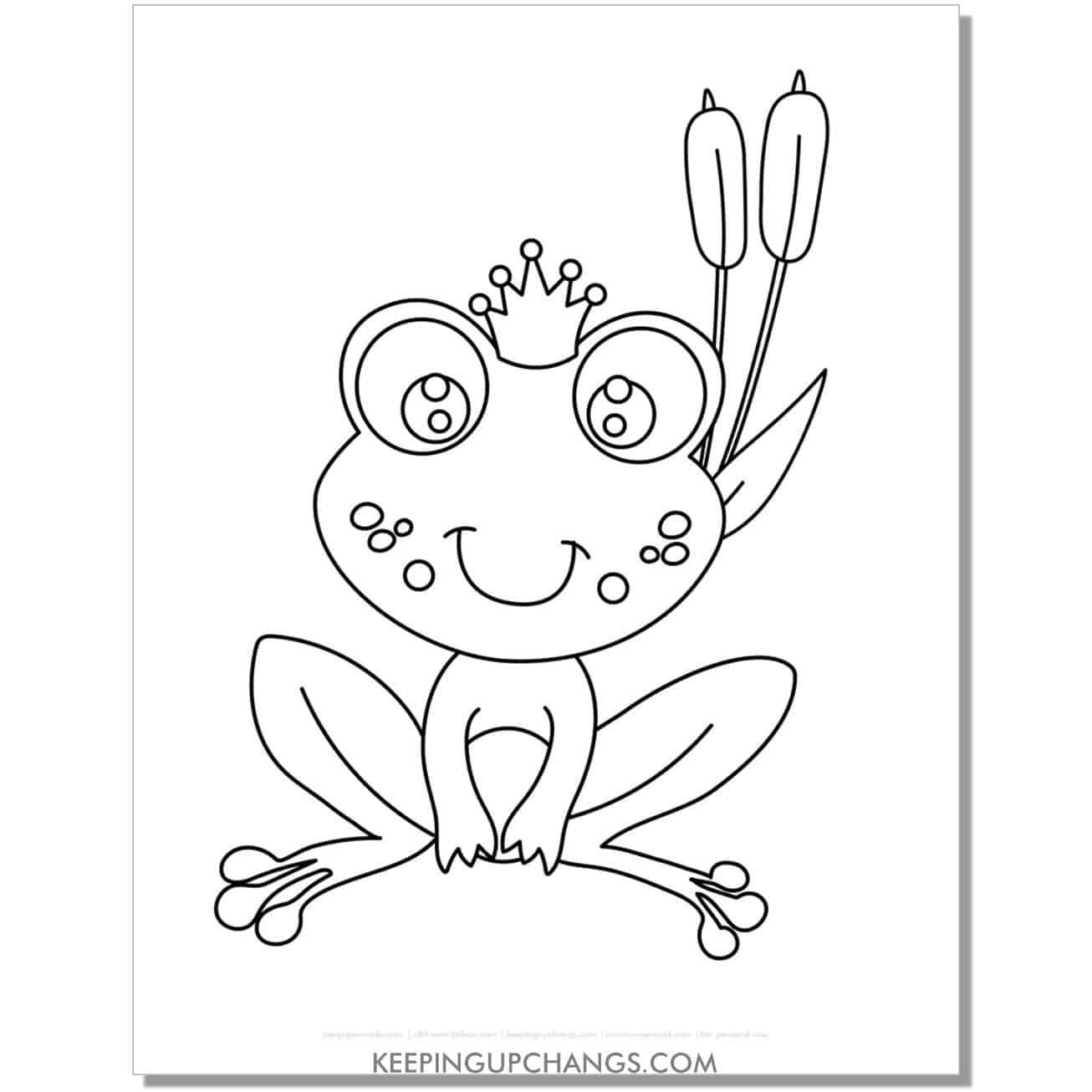 free prince frog coloring page, sheet.